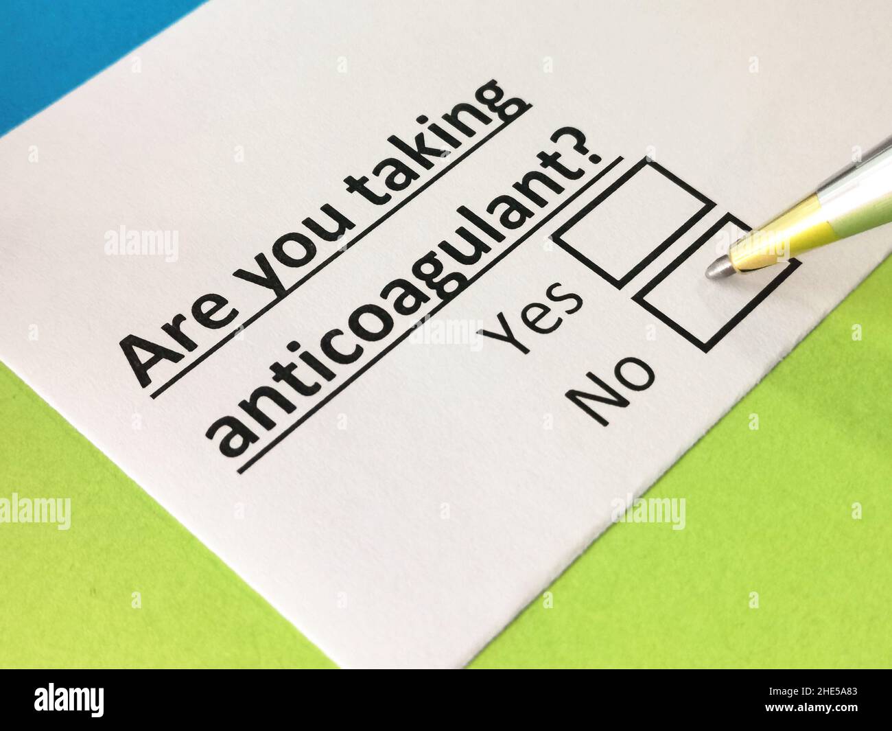One person is answering question about anticoagulant Stock Photo Alamy