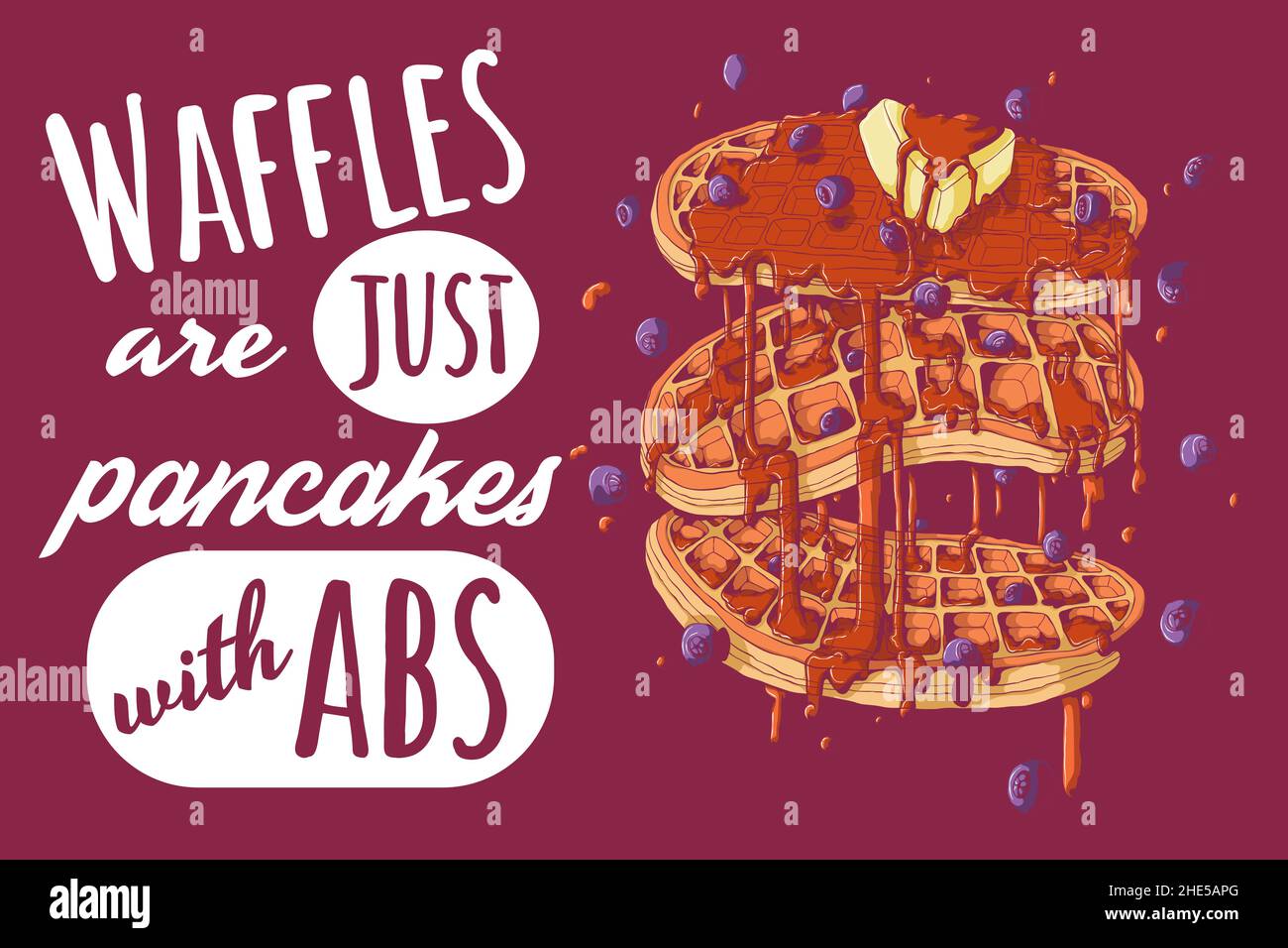 Hand drawn vector illustration of falling Viennese or Belgian waffles ...