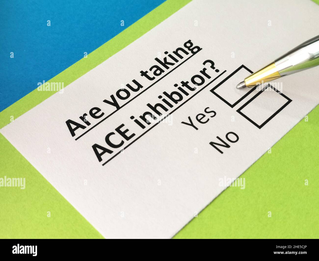 One person is answering question about ACE inhibitor. Stock Photo