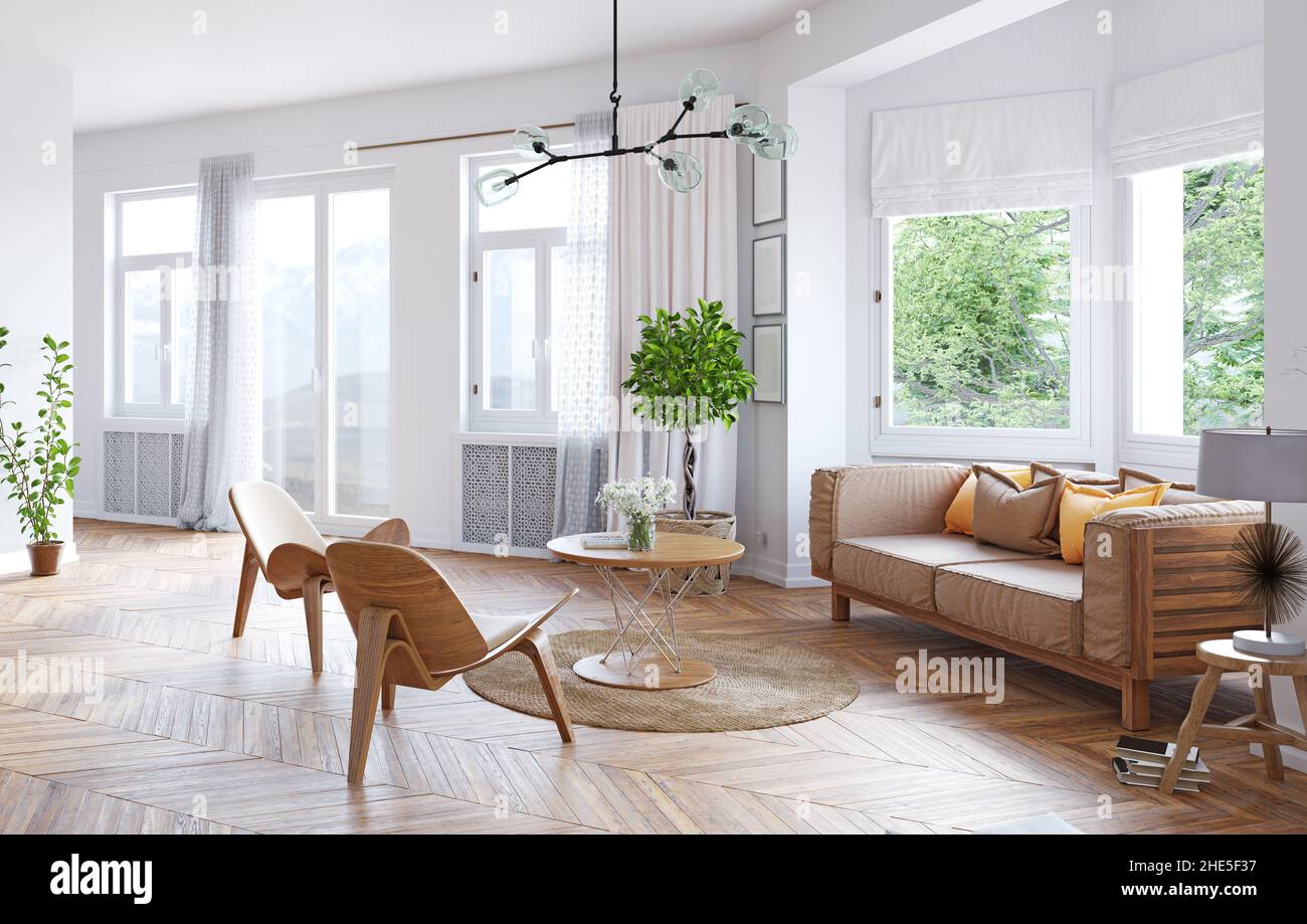 modern living interior. 3d rendering concept design Stock Photo - Alamy