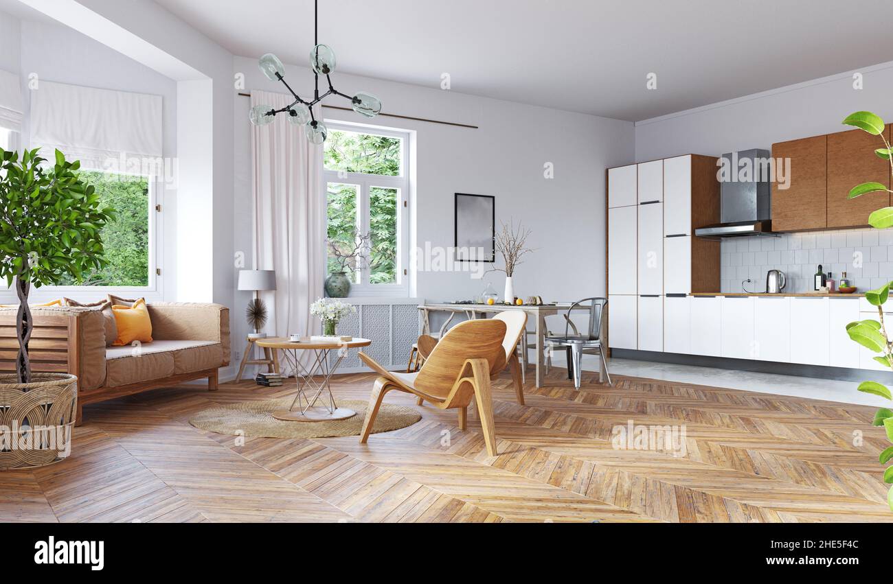 modern living interior. 3d rendering concept design Stock Photo - Alamy