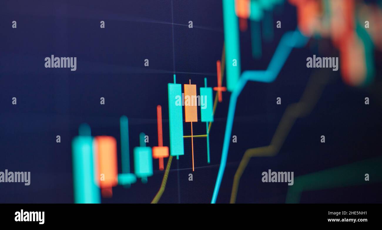 Stock market or forex trading graph and candlestick chart suitable for