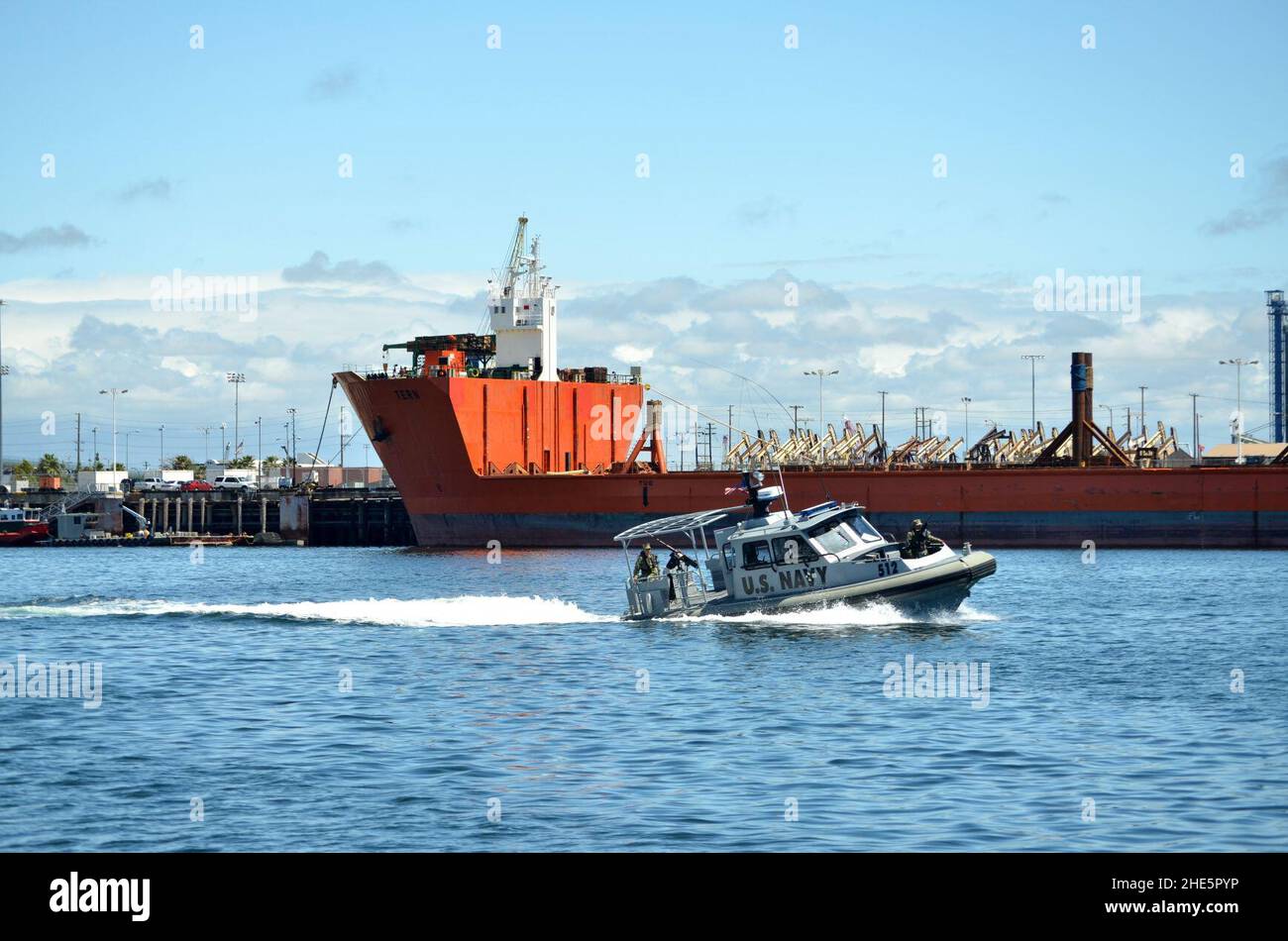 View of Sailors provide anti-terrorism and force protection support during an ...
