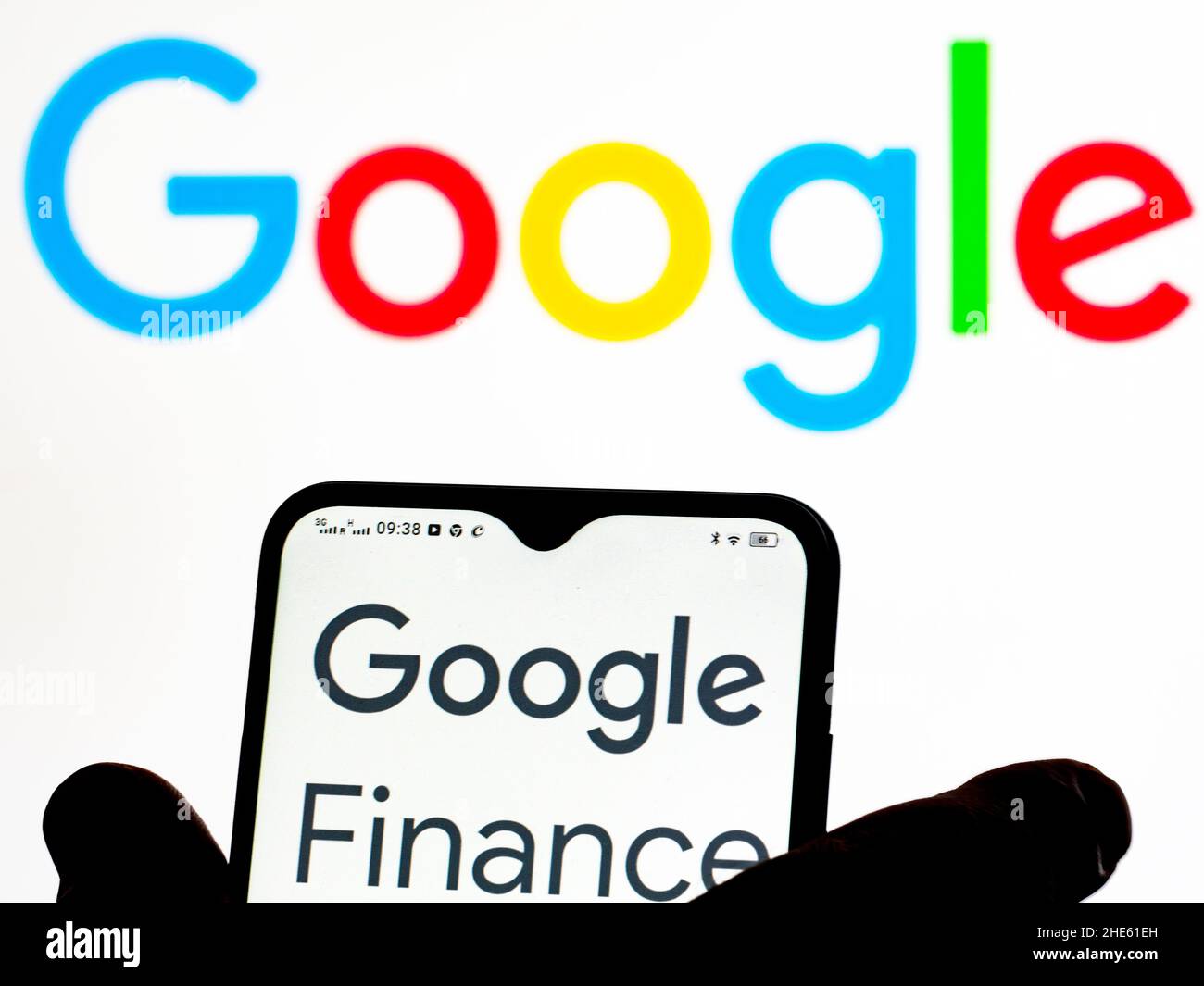 In this photo illustration Google Finance logo seen displayed on a