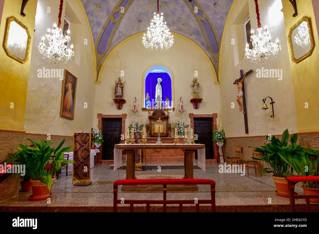 Interior of the Church of the Annunciation of Alicum de Ortega, Granada. Stock Photo