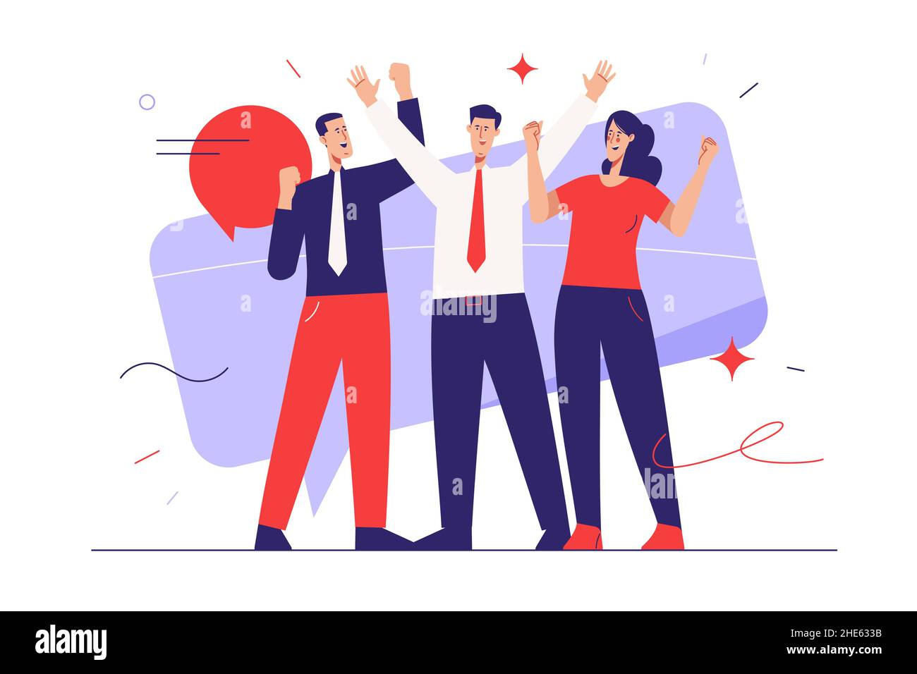 Vector illustration depicting a group of business people celebrating ...