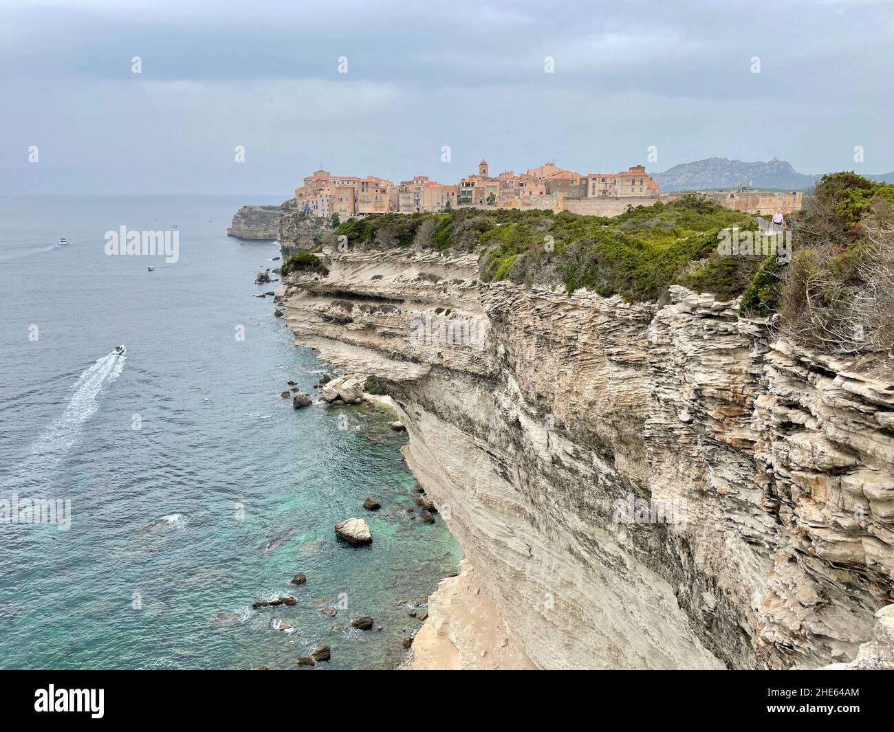 Old town of Bonifacio, built on cliff rocks. Corsica, France. Stock Photo