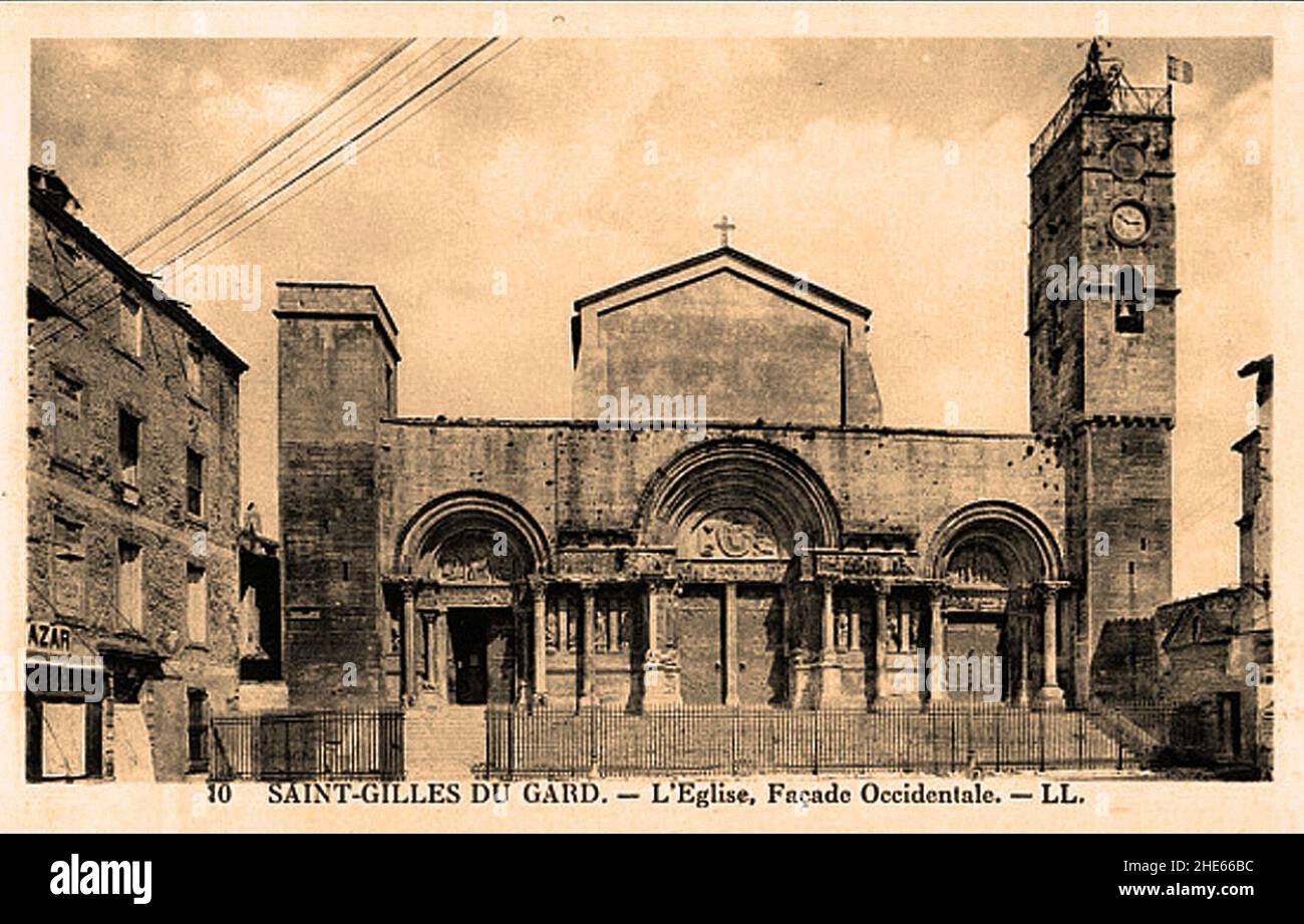 Saint-Gilles-du-Gard façade de l'églse. Stock Photo