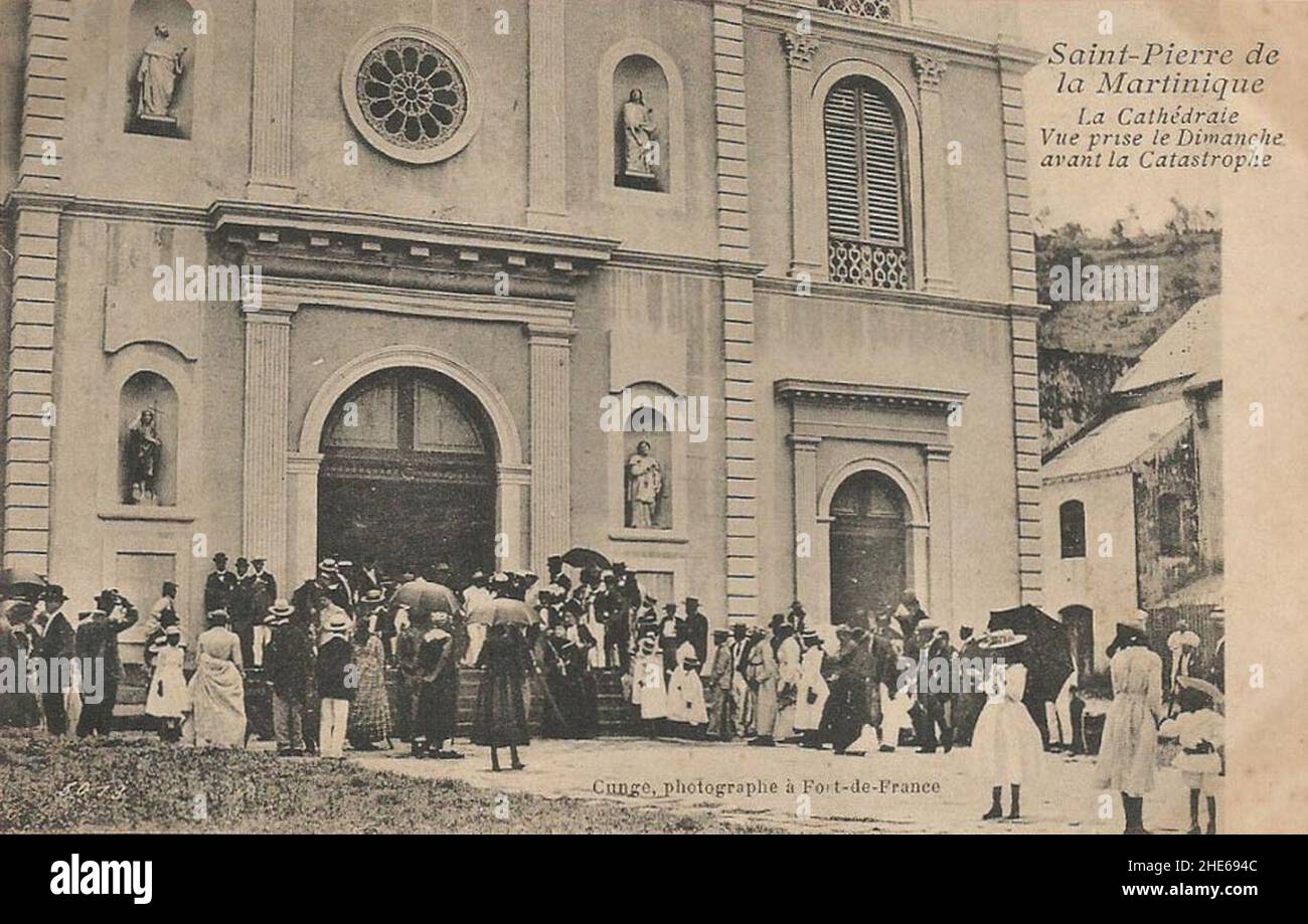 Saint-Pierre de la Martinique La Cathédrale, vue prise le dimanche avant la catastrophe. Stock Photo