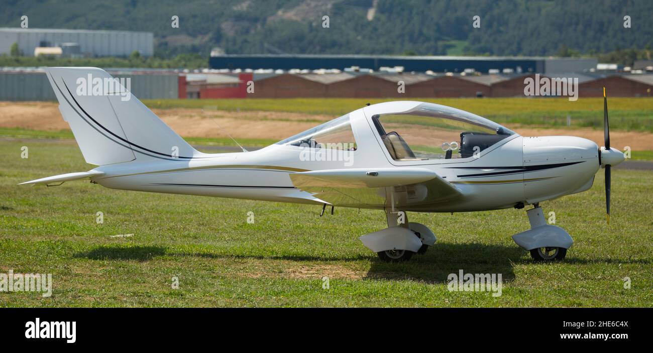 Sport airplane standing on airfield Stock Photo Alamy