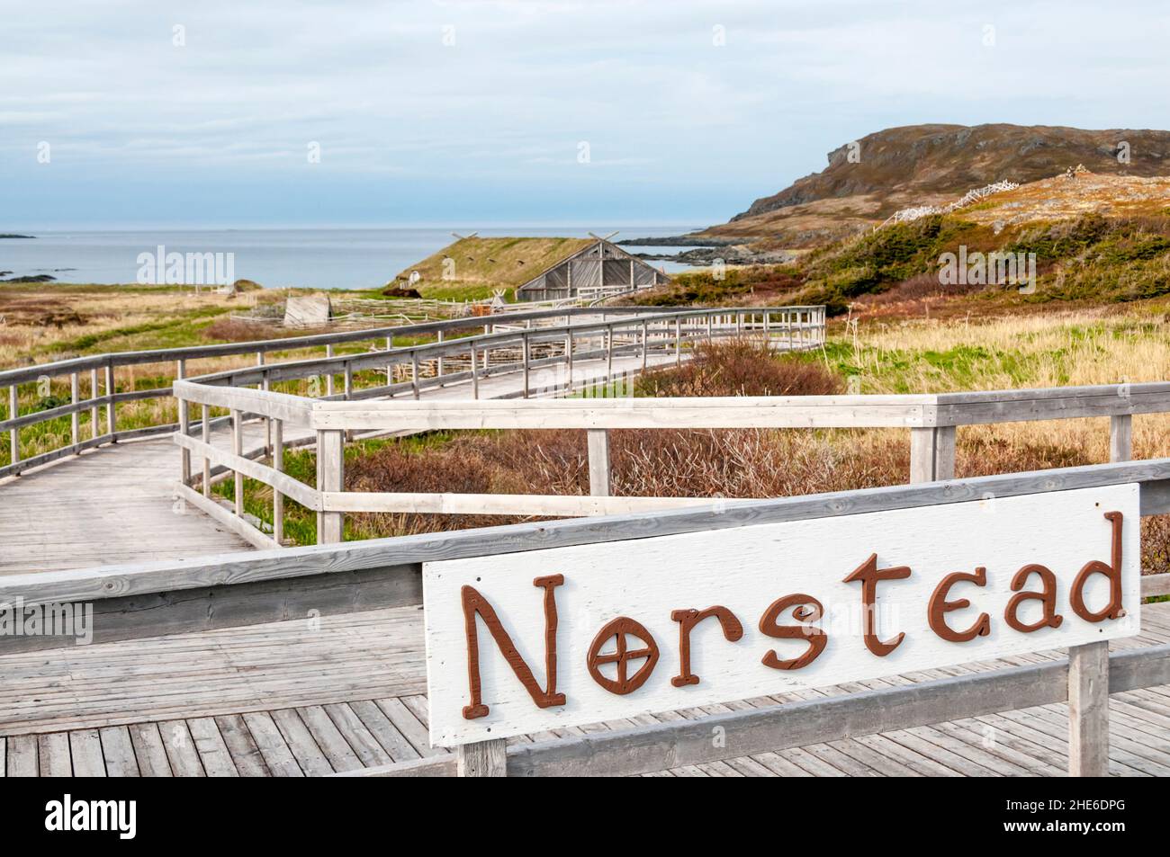 Norstead: A Viking Village & Port of Trade is a reconstruction of a Viking camp at L'anse Aux Meadows on the Great Northern Peninsula of Newfoundland. Stock Photo