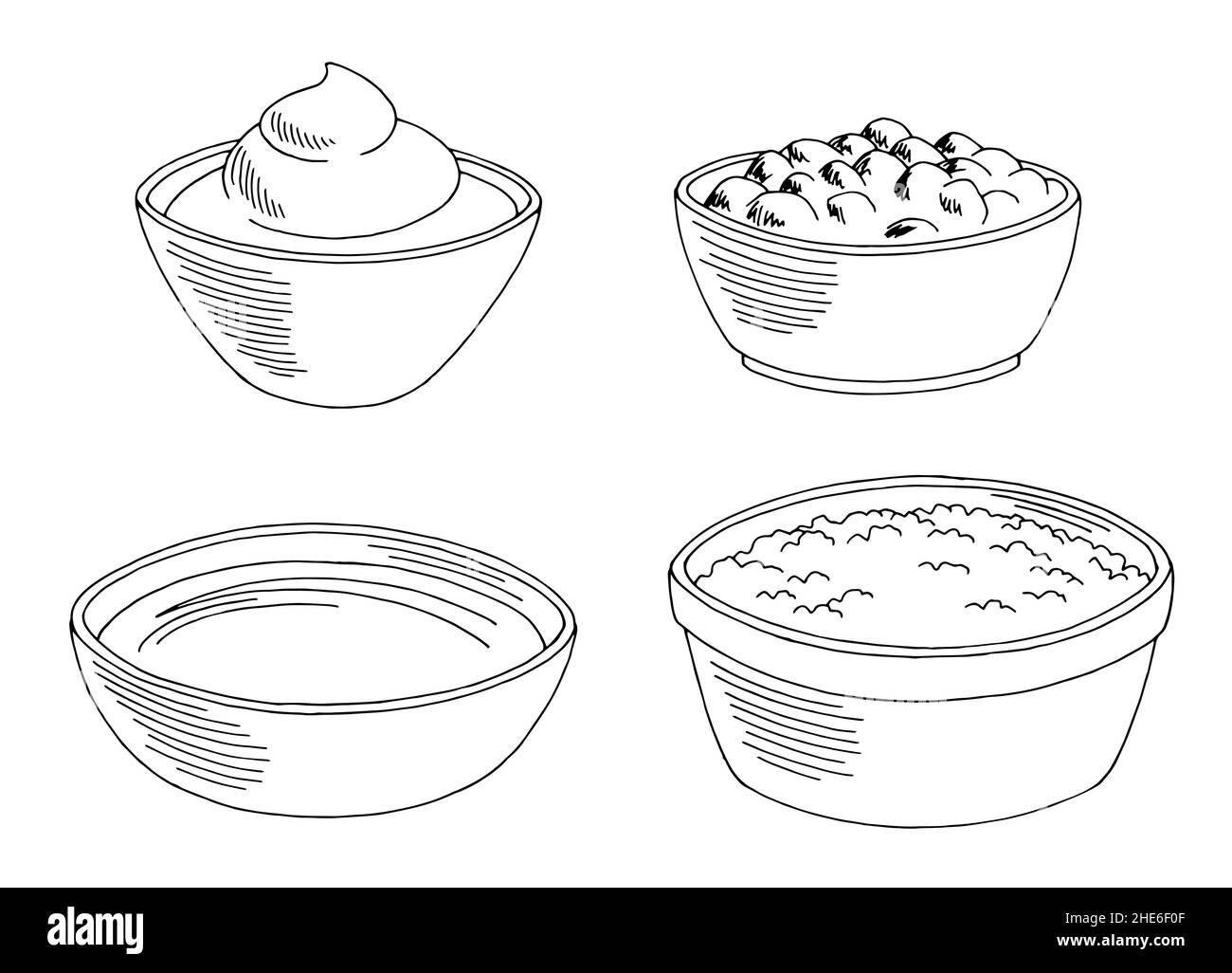 Sauce set graphic black white isolated sketch illustration vector Stock