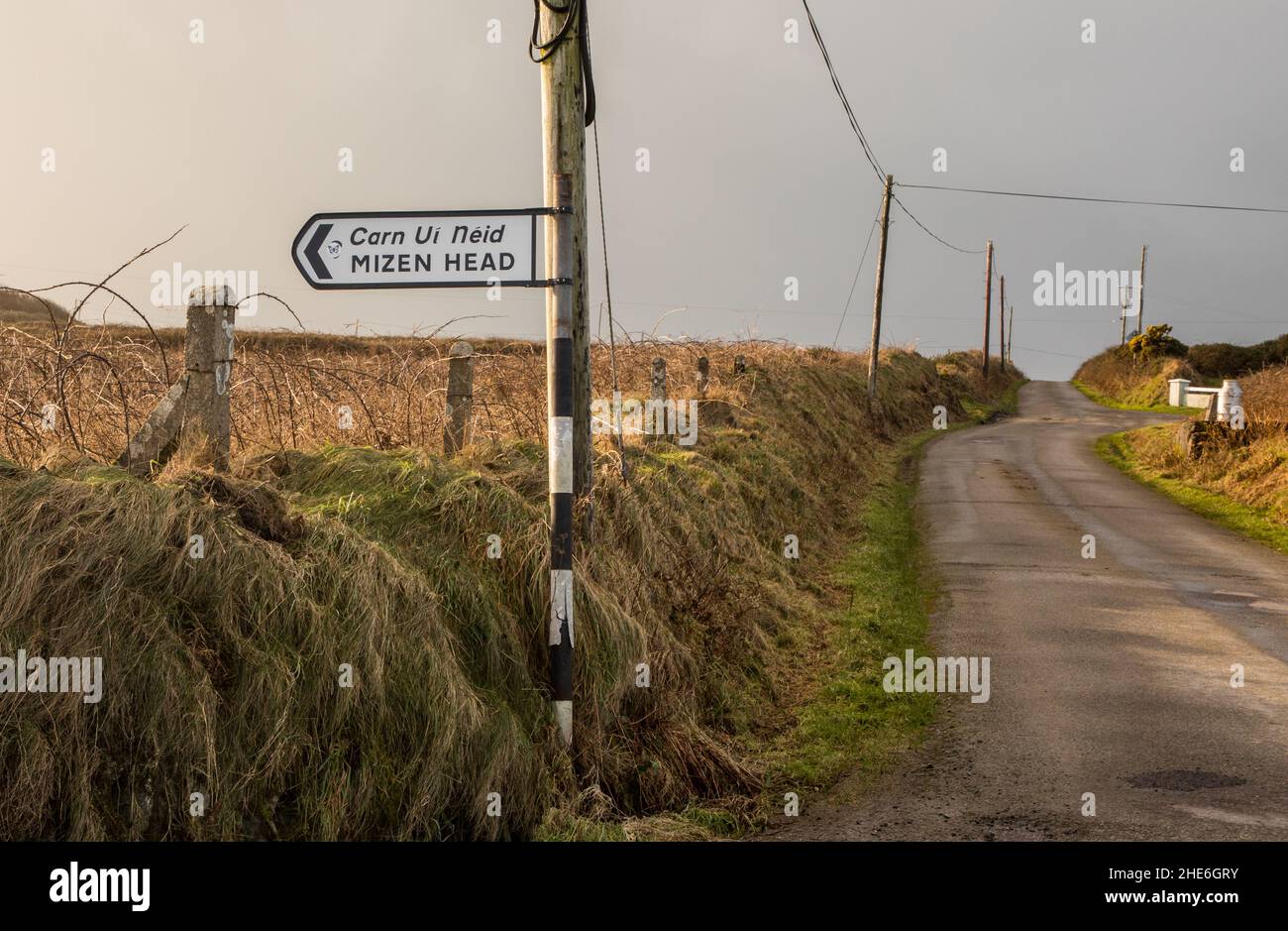 Mizen Head, Cork, Ireland. 08th Jan, 2022. A signpost pointing westward towards the Mizen Head in West Cork, Ireland. - Picture Credit: David Creedon/Alamy Live News Stock Photo