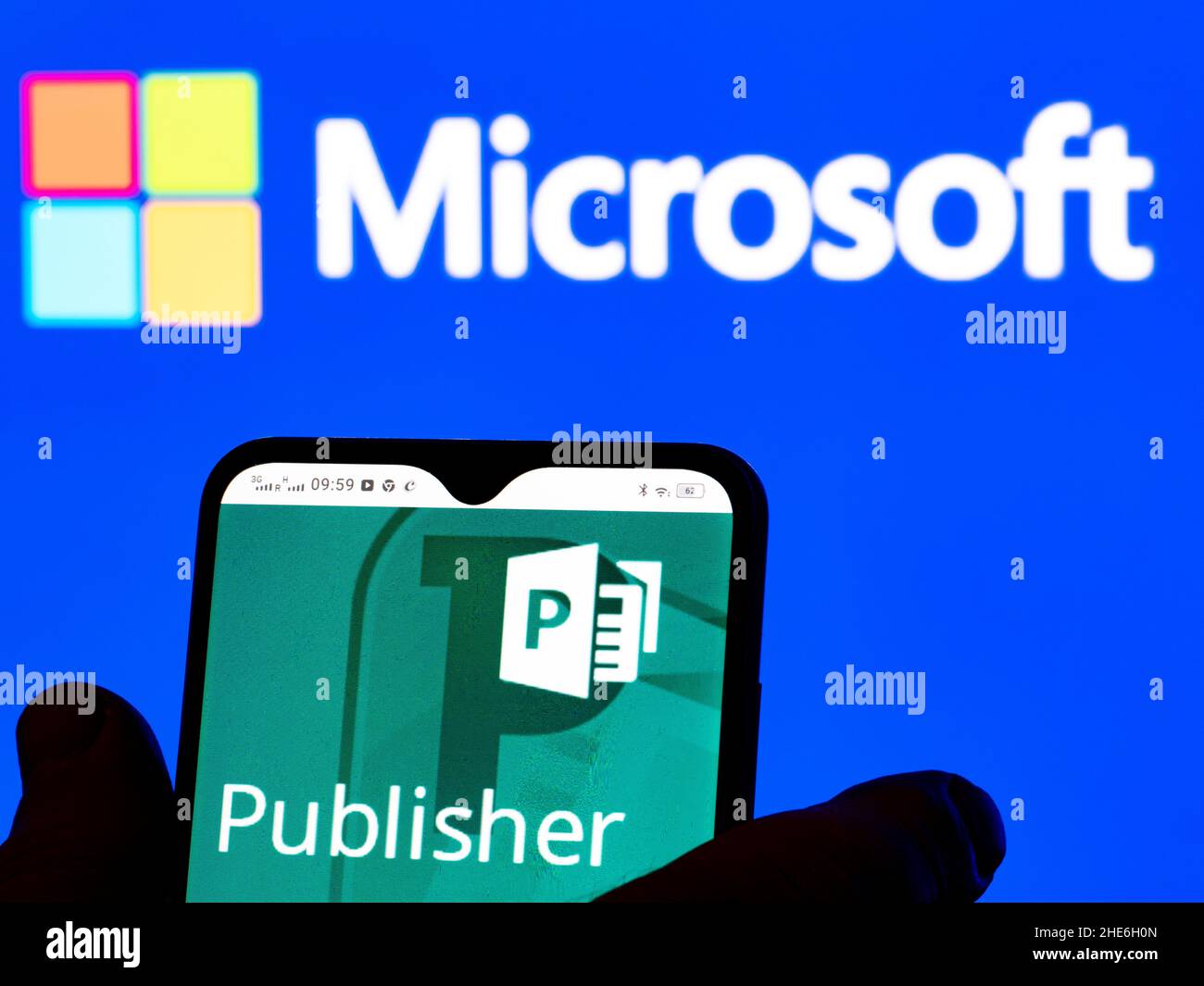 In this photo illustration Microsoft Publisher logo seen displayed on a  smartphone Stock Photo - Alamy
