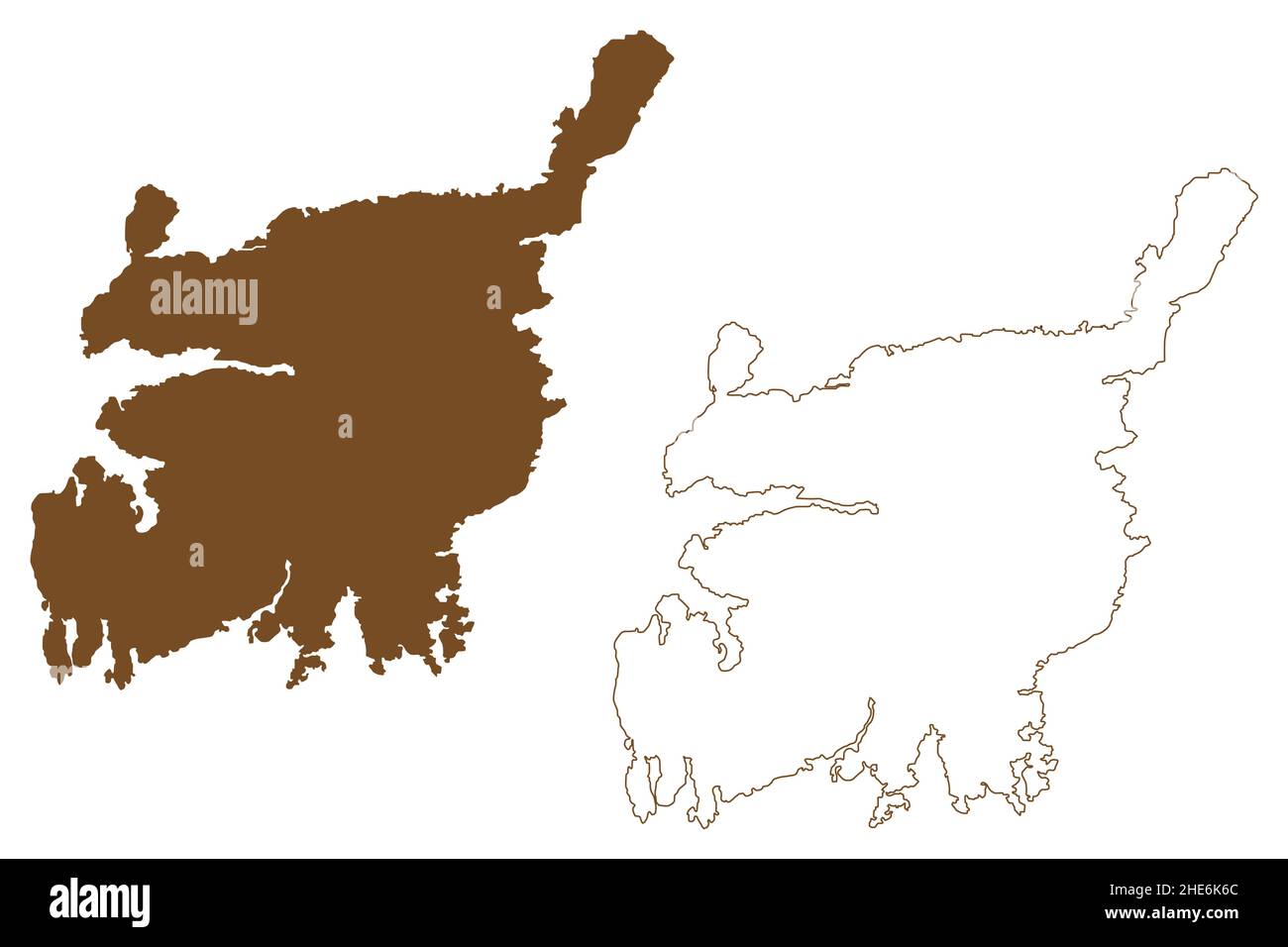 Kimitoon island (Republic of Finland) map vector illustration, scribble sketch Kemionsaari map Stock Vector