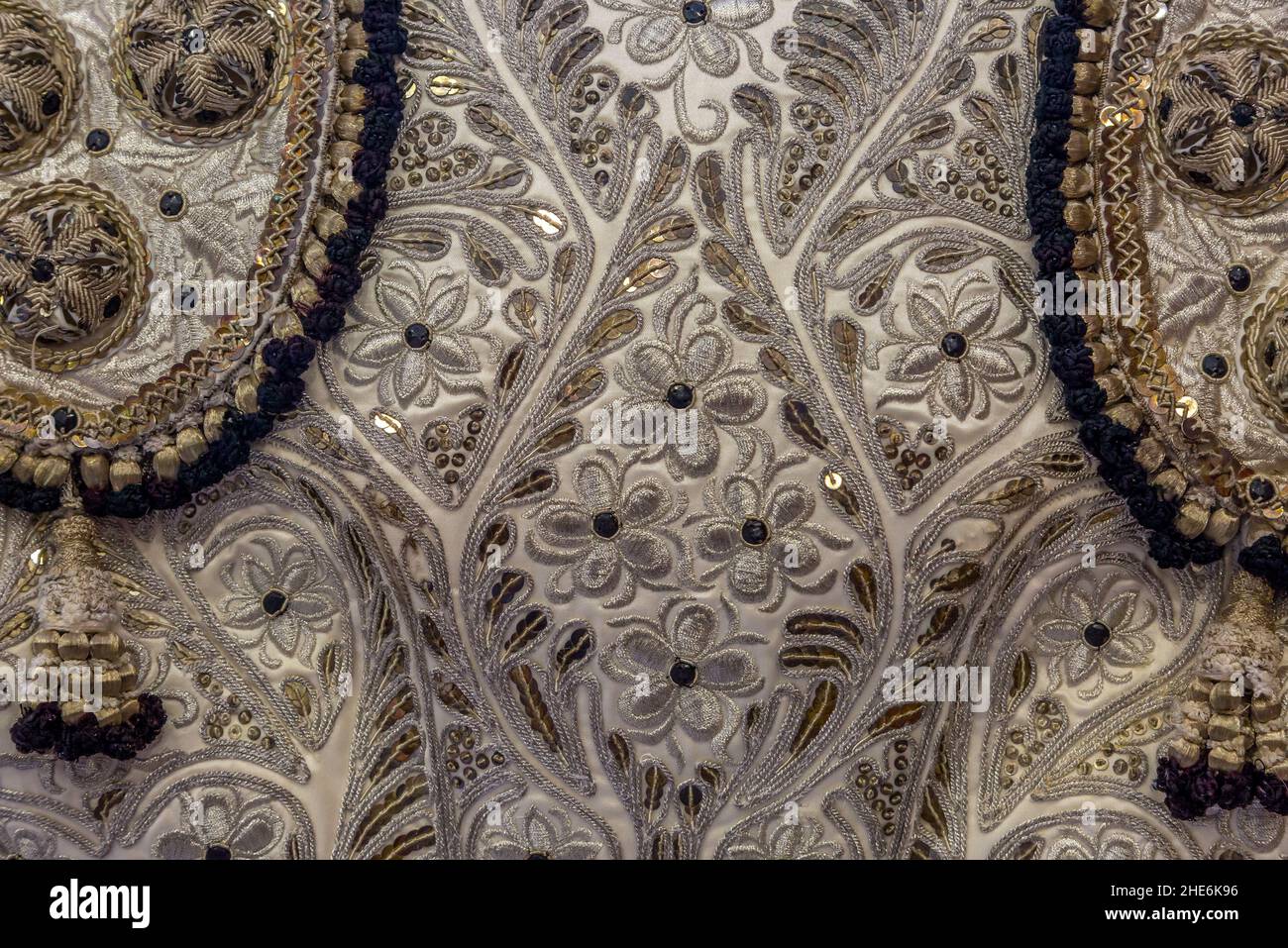The ornate 'Traje de Luces' or Suit of Lights which is worn during a Bullfight Stock Photo