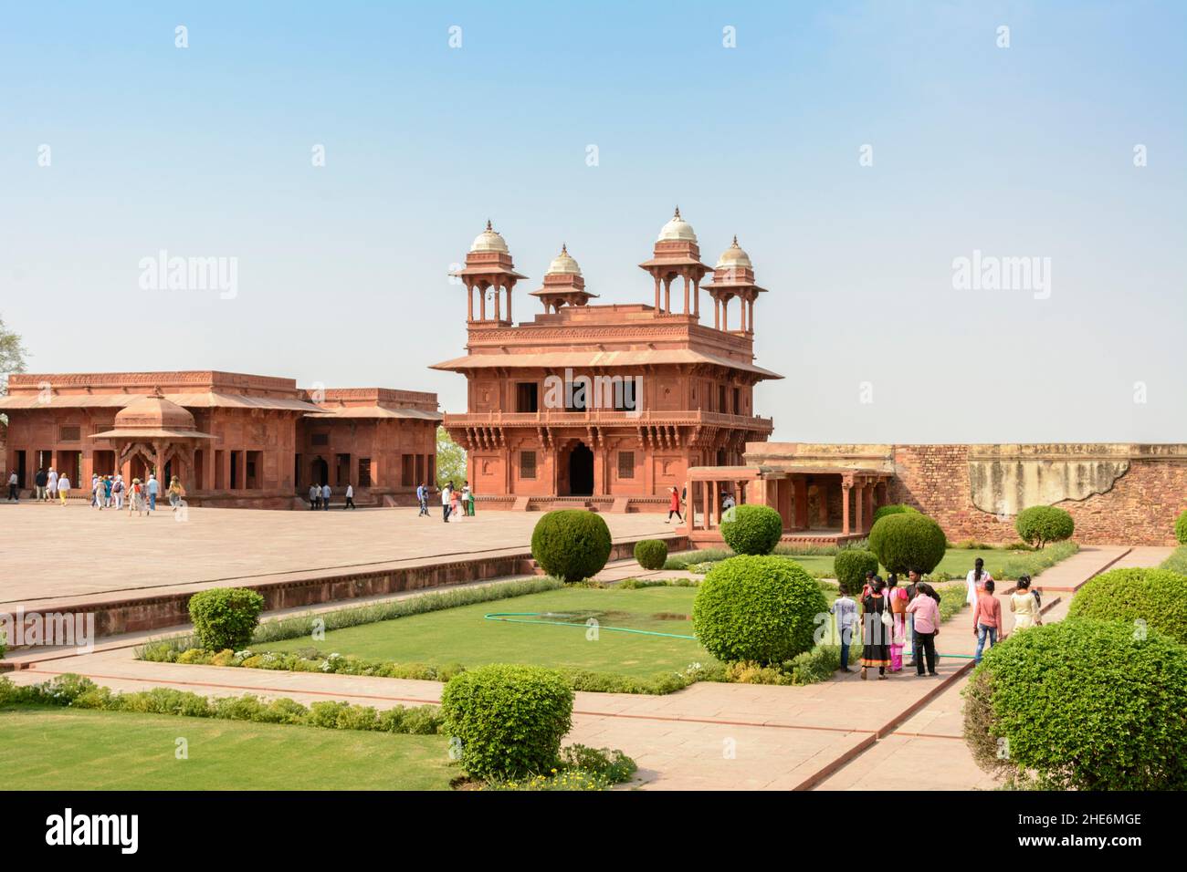 Diwan-i-Khas, Hall of private Audience of the Emperor Akbar, Fatehpur Sikri (Fatehpūr Sikrī), Agra District, Uttar Pradesh, India, South Asia Stock Photo