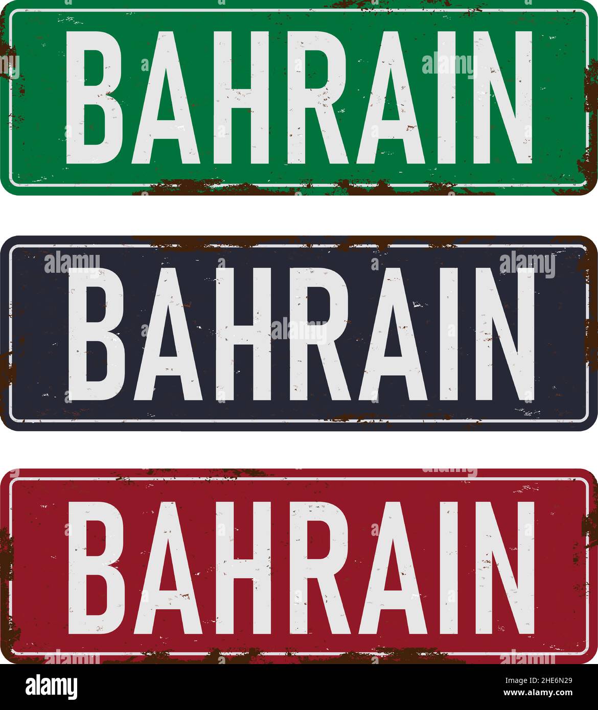 Bahrain road sign set isolated on white background. vector illustration