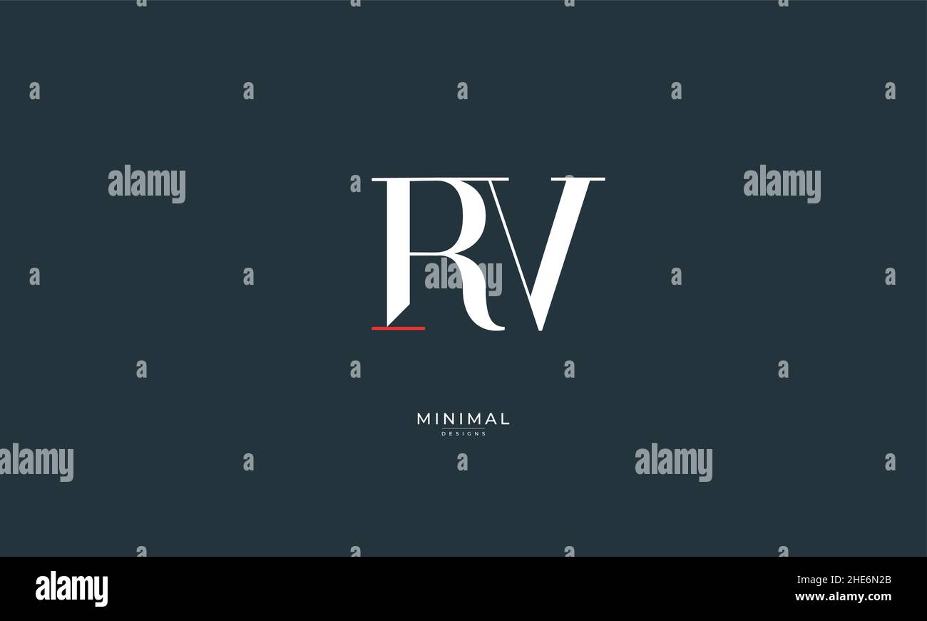Alphabet letter icon logo RV Stock Vector