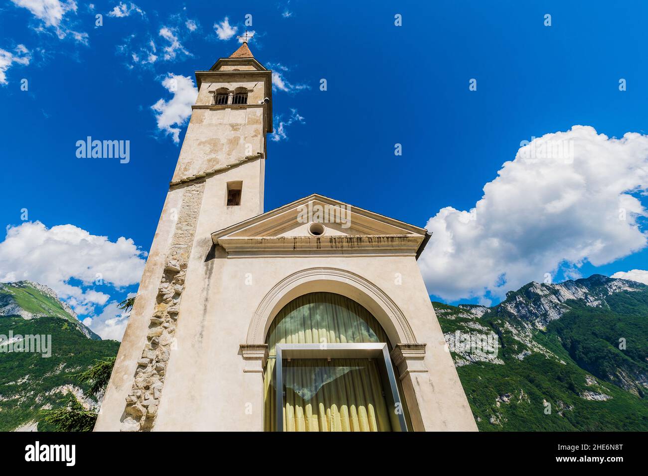Italy Veneto  Loc. Pirago  Longarone Campanile di Pirago (Church of  San Tomaso Apostolo - end 1400) Stock Photo