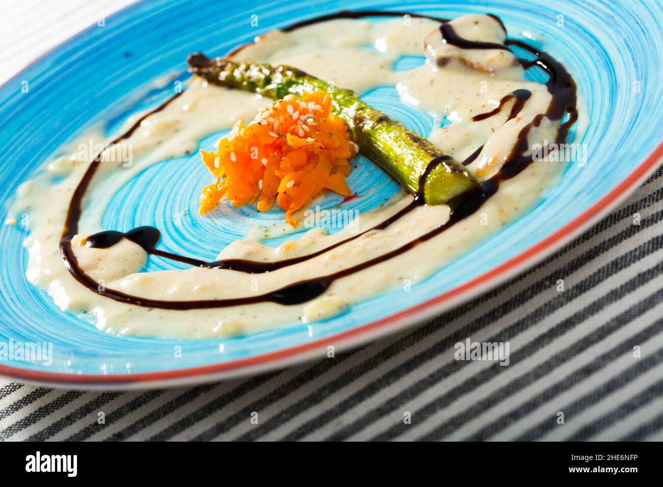 Delicious sauce with asparagus and carrot Stock Photo Alamy