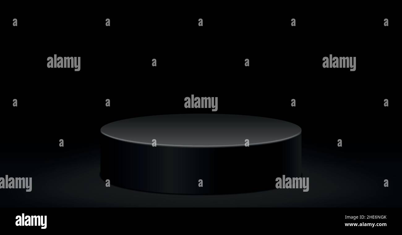 Dark black panoramic pedestal background with glow - Vector illustration Stock Vector