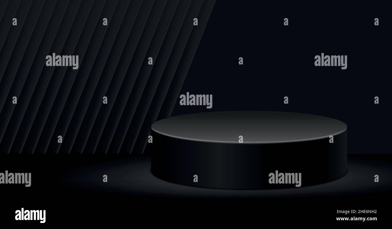 Dark black panoramic abstract pedestal background - Vector illustration Stock Vector
