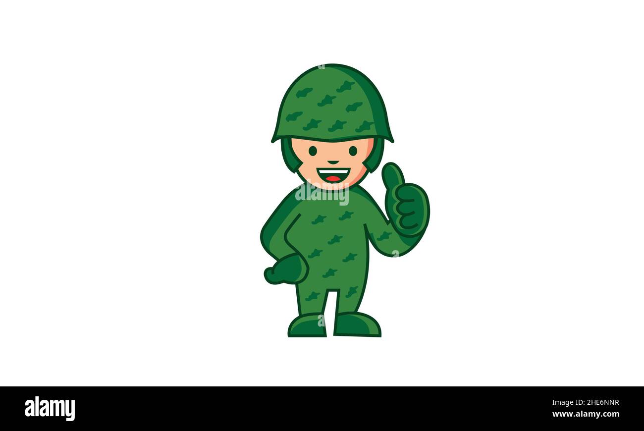 cartoon illustration of a military soldier Stock Vector