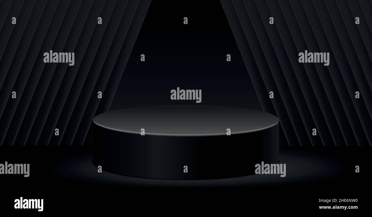 Dark black panoramic abstract pedestal background - Vector illustration Stock Vector