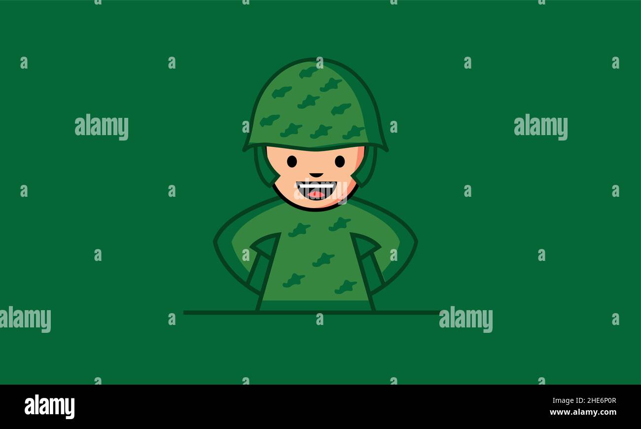cartoon illustration of a military soldier Stock Vector