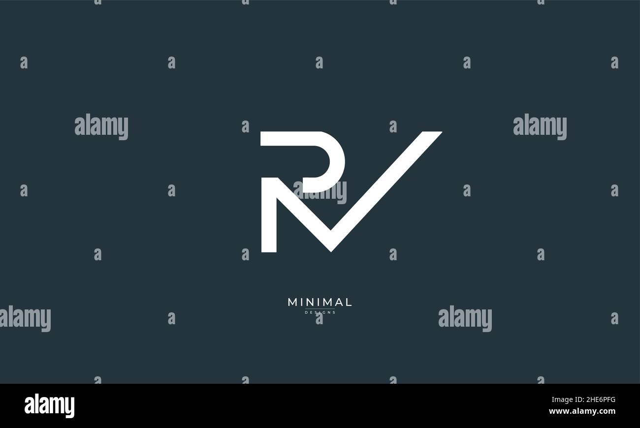 Alphabet letter icon logo RV Stock Vector