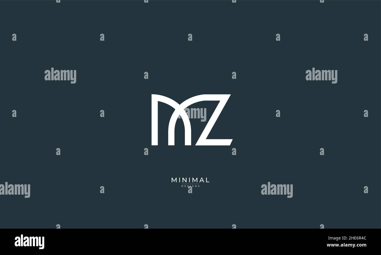 Alphabet letter icon logo MZ Stock Vector