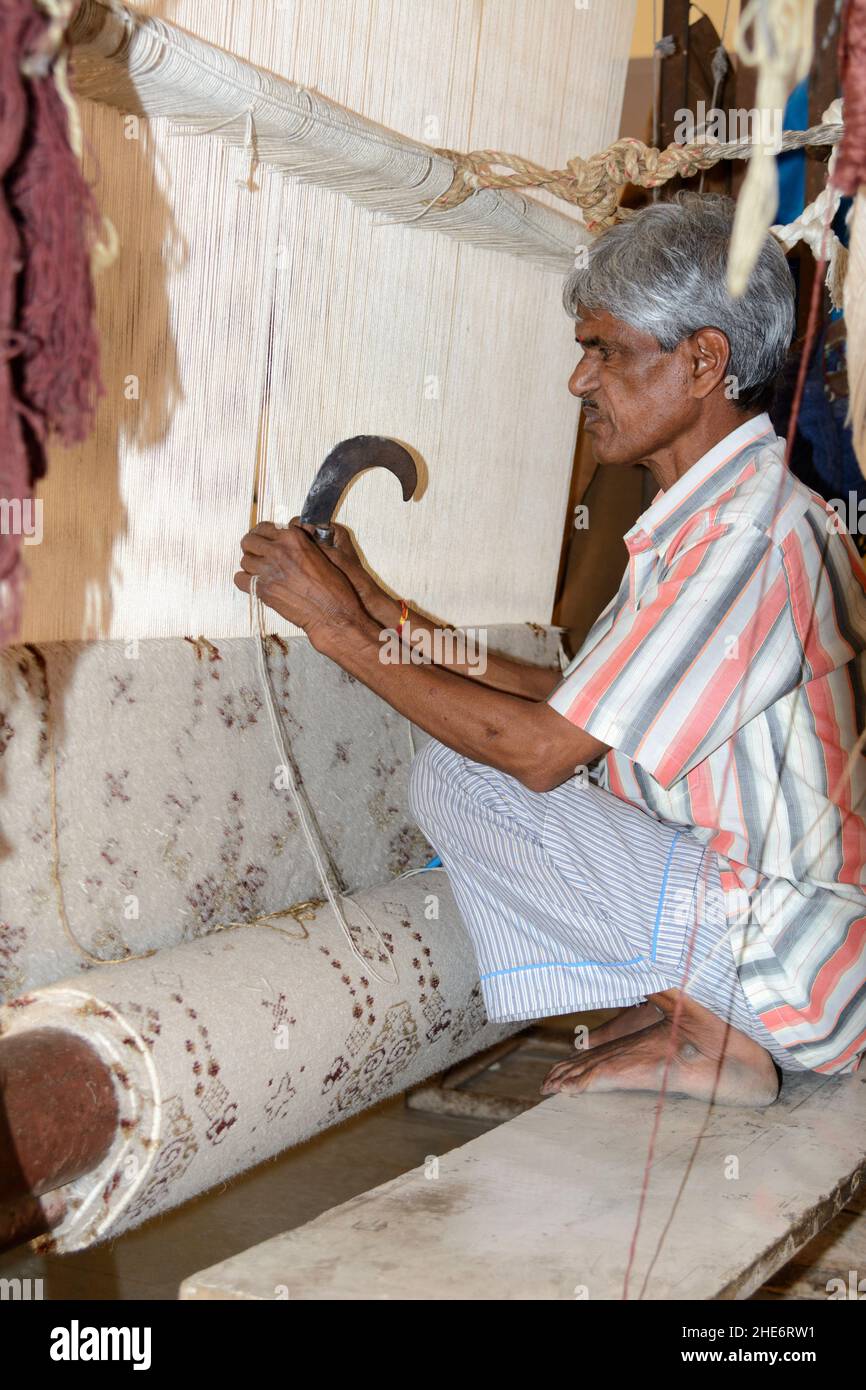 Carpet factory in Jaipur making traditional Rajasthani rugs, Jaipur