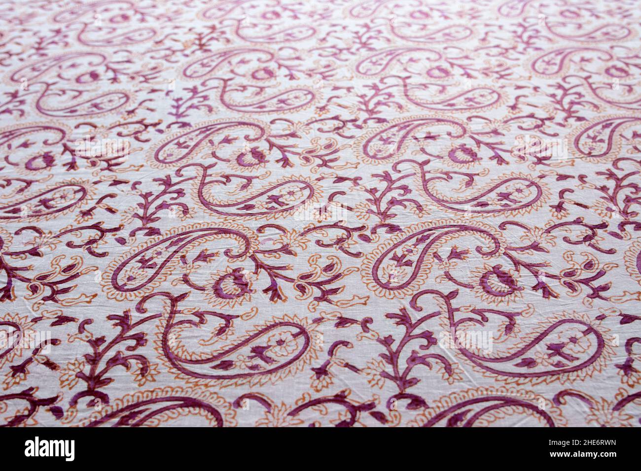 Block printing fabrics by hand using natural dyes, Jaipur, Rajasthan, India, South Asia Stock