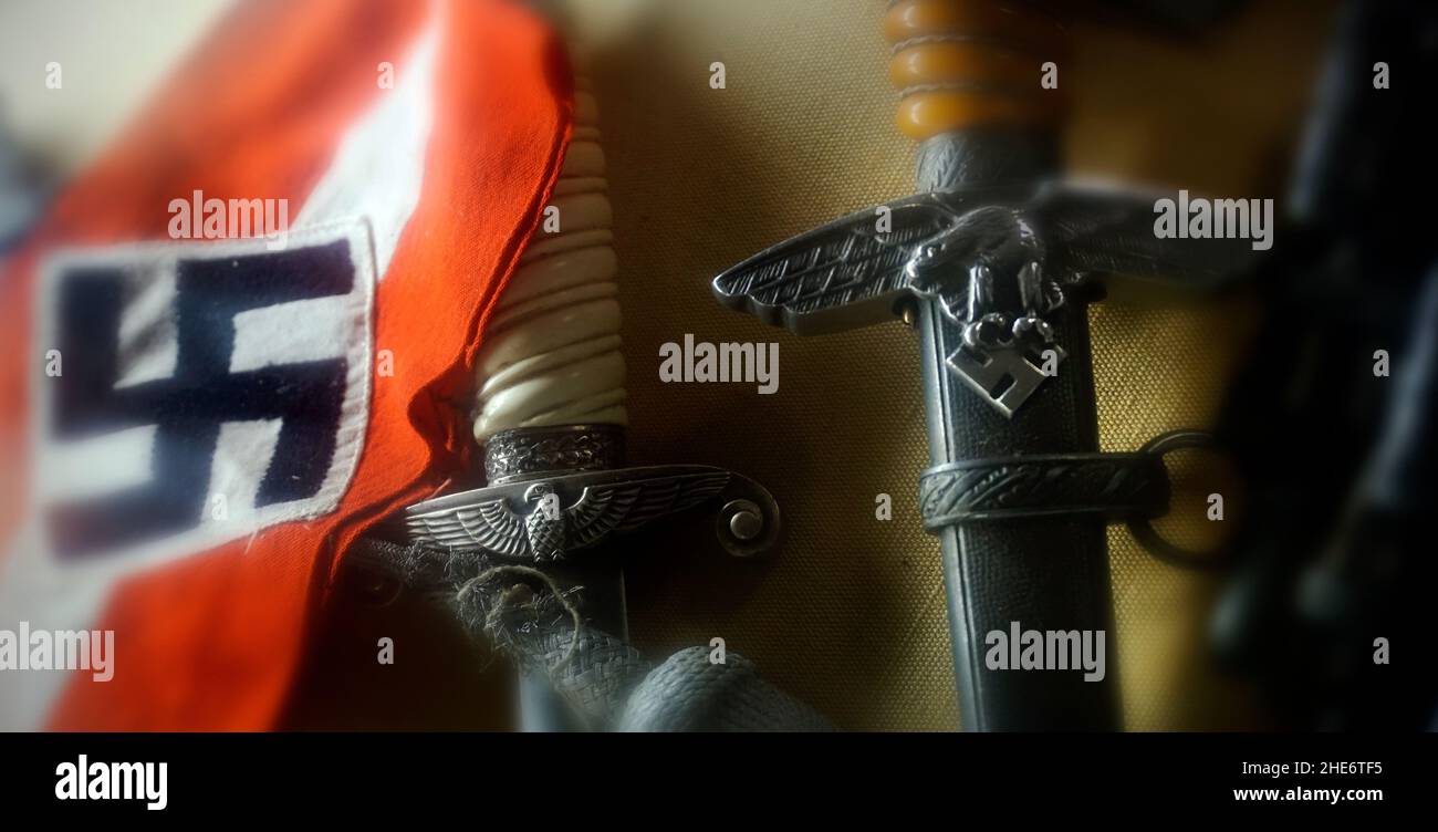 nazi swastika and military daggers Stock Photo
