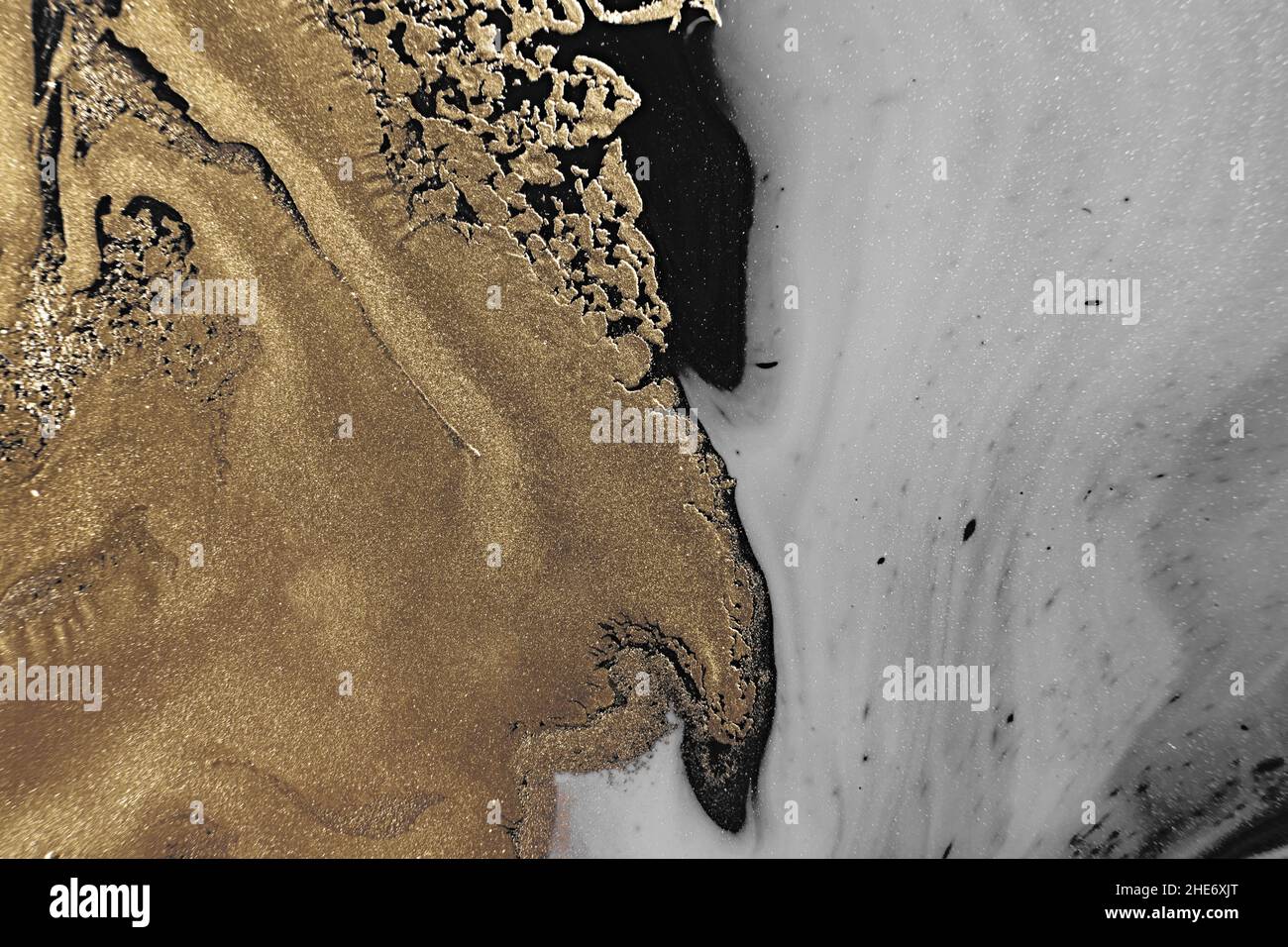 Fluid Art. Metallic gold and gray abstract waves. Marble effect ...