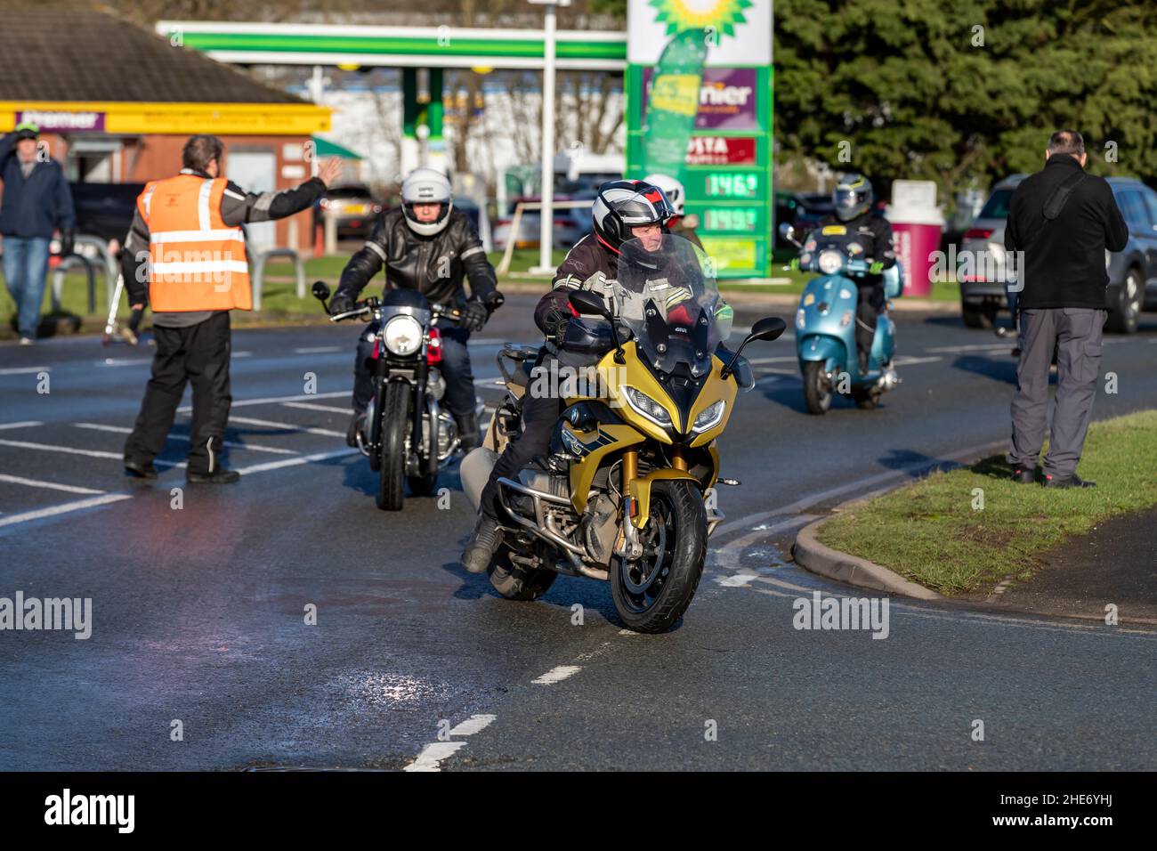 Northampton, UK. 9th January 2022. Chilly Willy Charity Motorcycle Ride