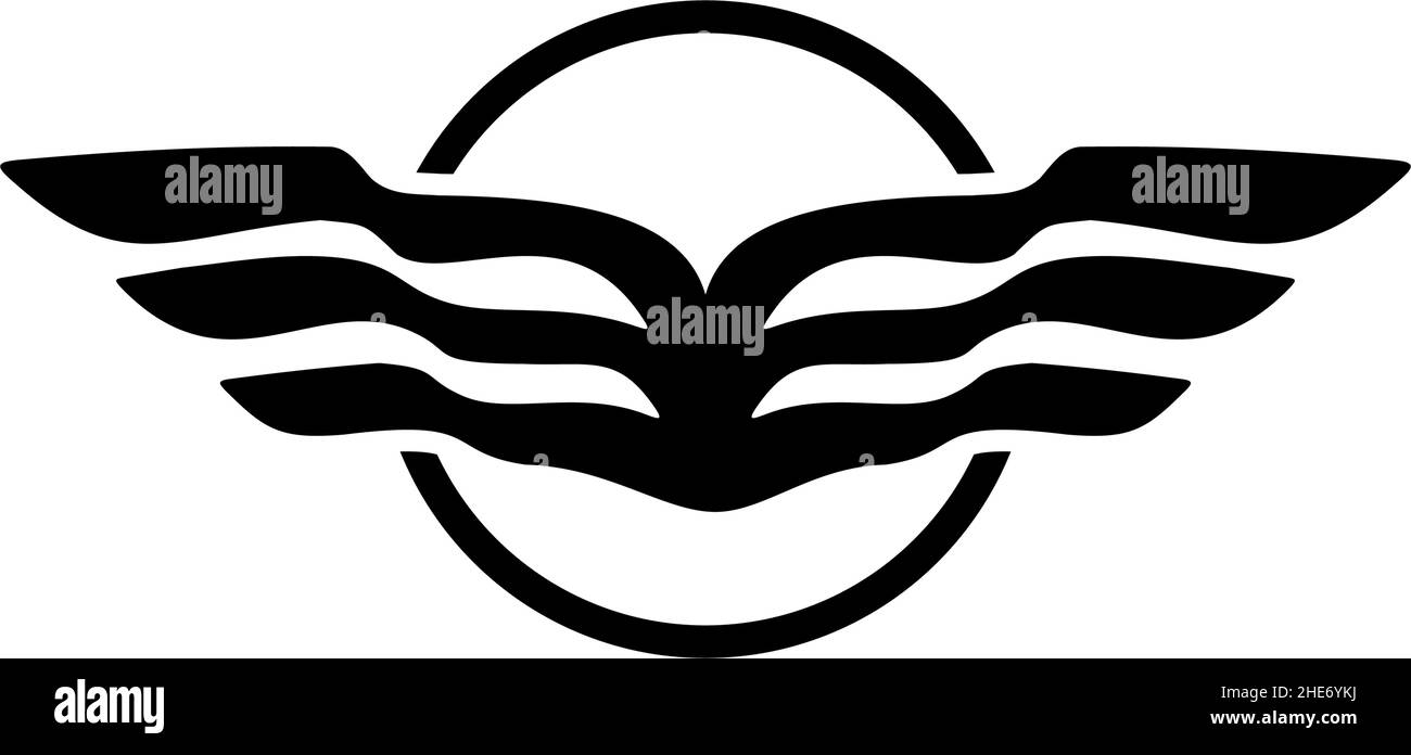 Black wings design with circle emblem logo suitable for aviation