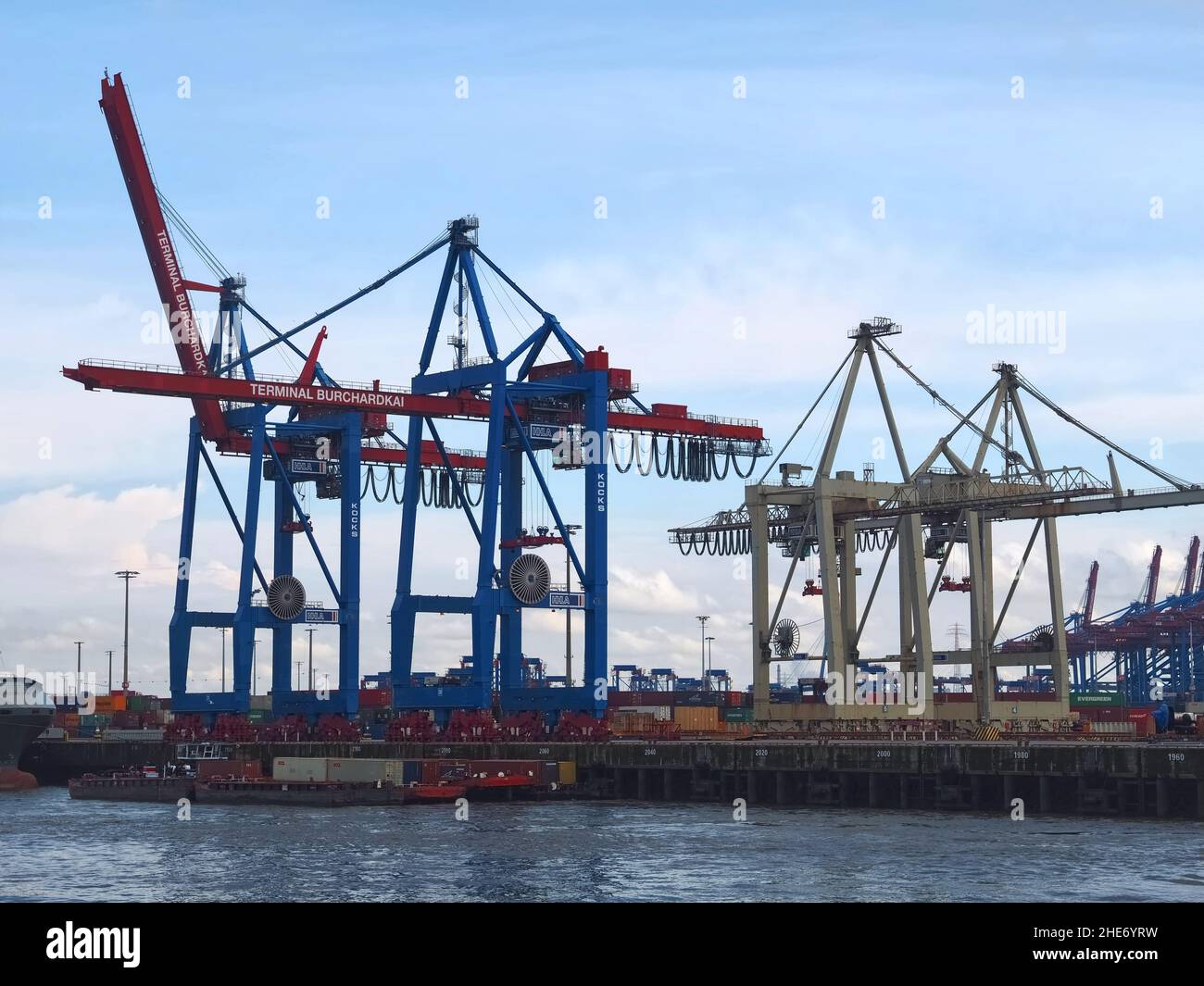 Cargo industry and container shipping at the Famous port of Hamburg Stock Photo