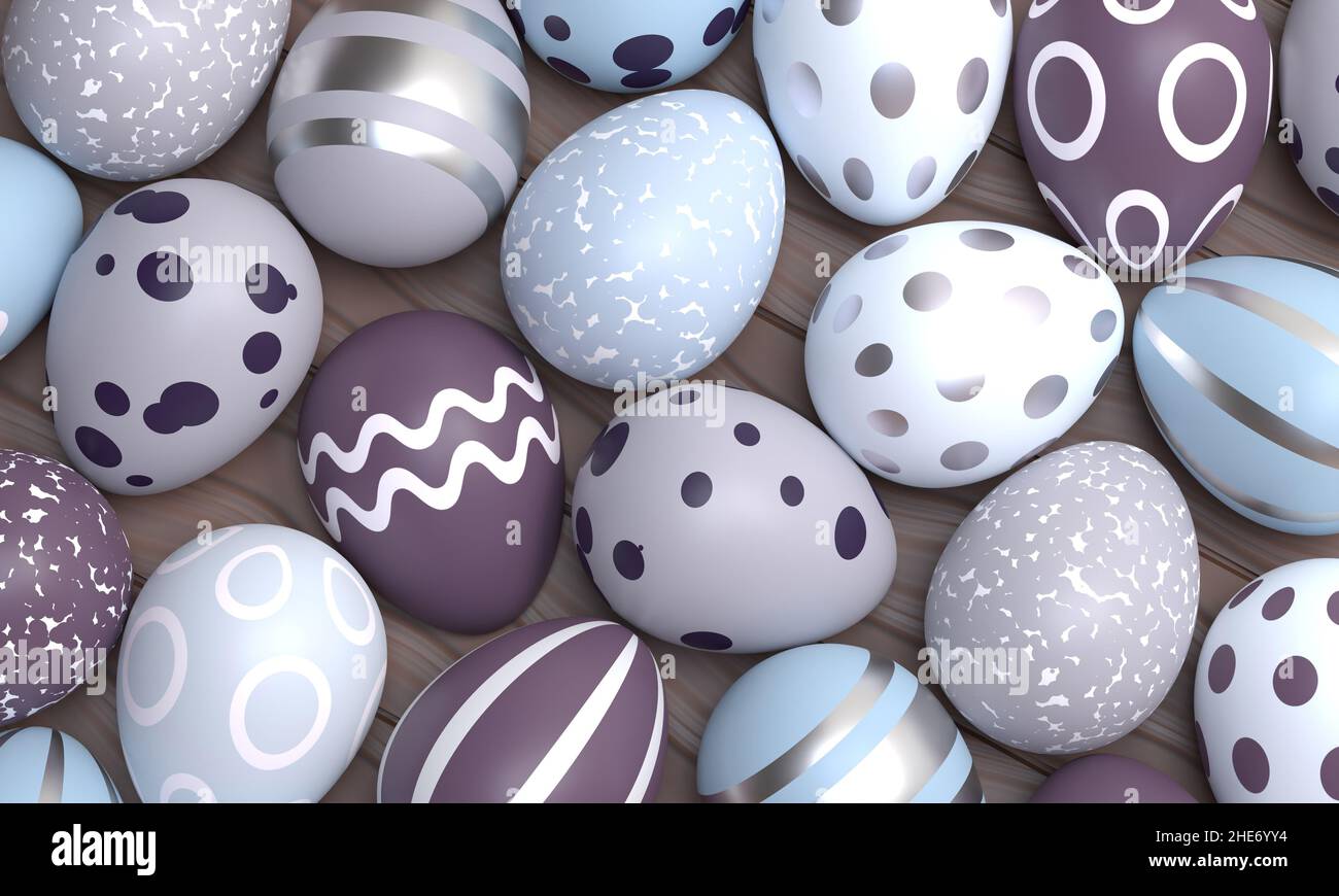 Blue pastel colored Easter eggs background. 3D illustration Stock Photo Alamy