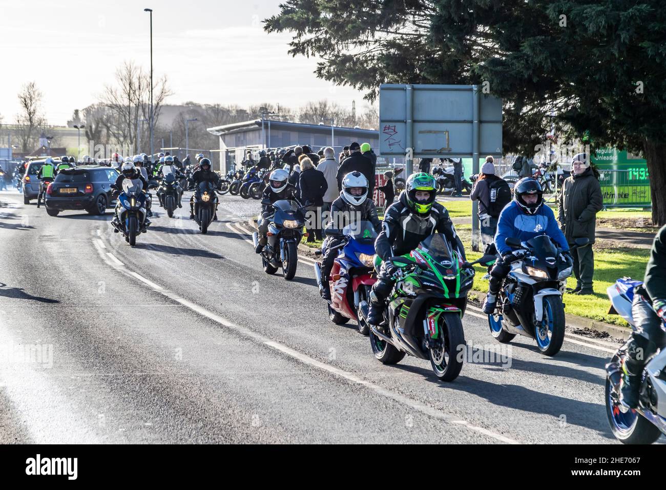 Northampton, UK. 9th January 2022. Chilly Willy Charity Motorcycle Ride