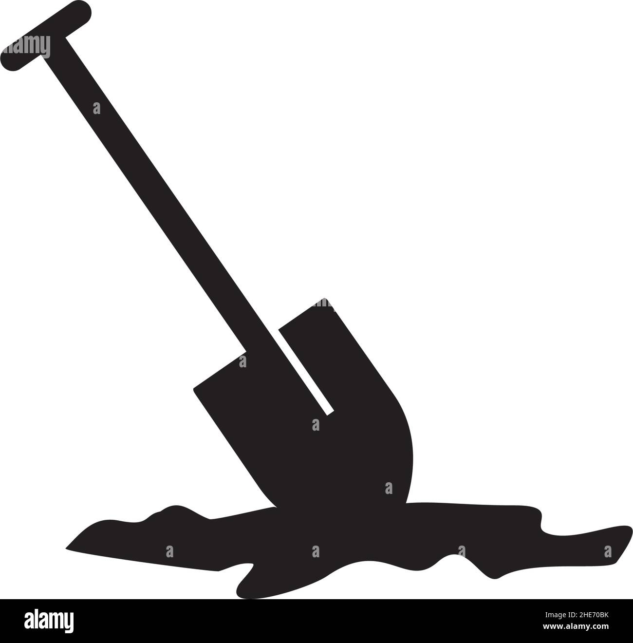 Black shilouette shovel vector logo design Stock Vector