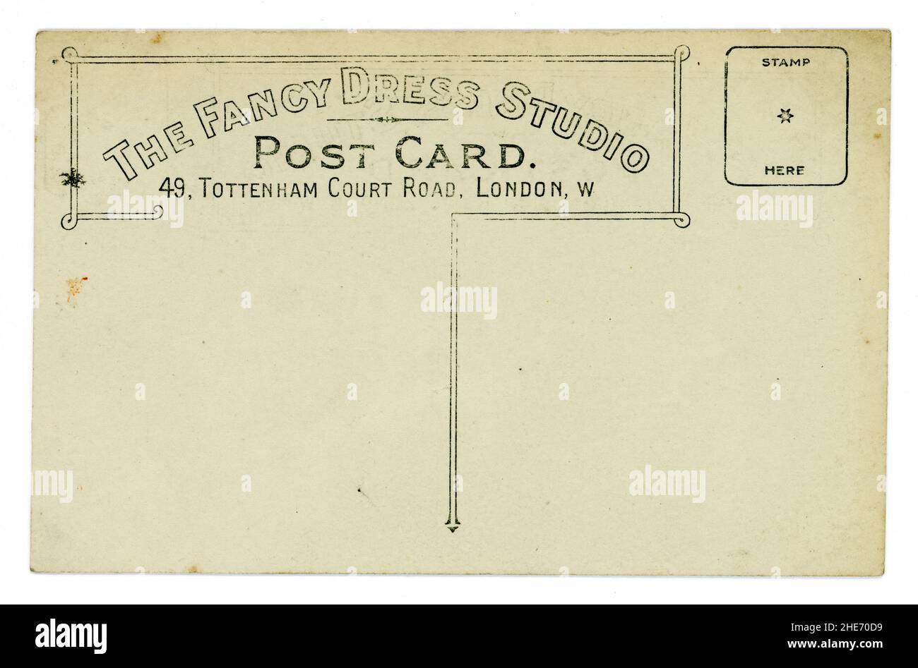 Original WW1 era postcard  from a popular London studio called the Fancy Dress Studio at 49 Tottenham Court Road, London, U.K.  circa 1914, 1915 Stock Photo