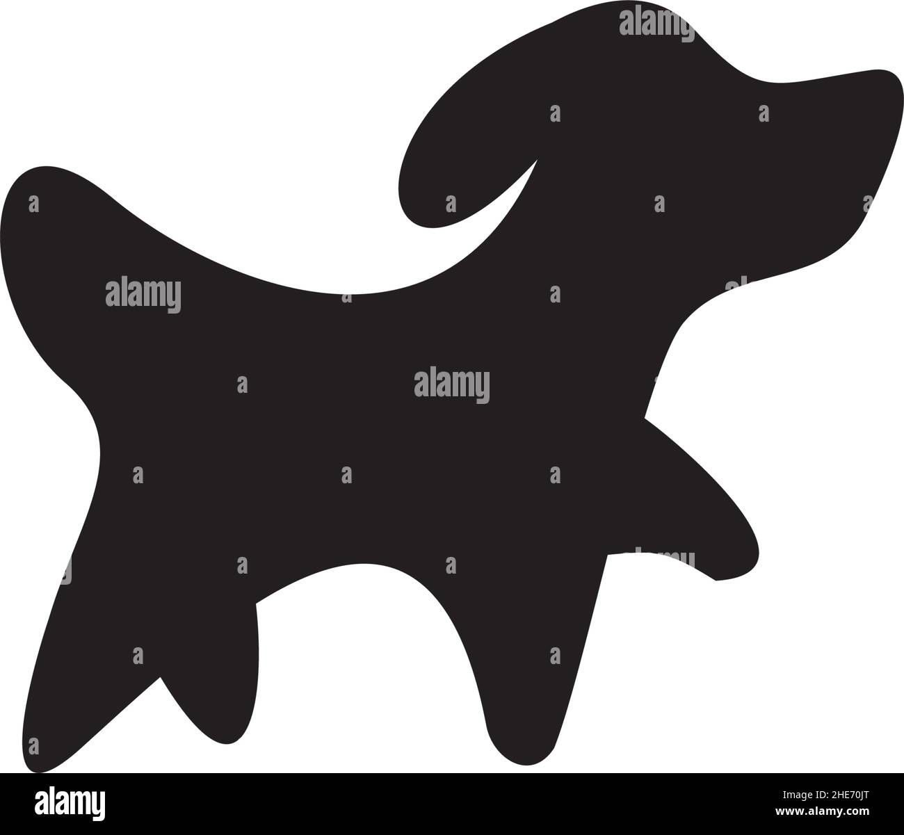 Black silhouette cute puppy vector logo design Stock Vector