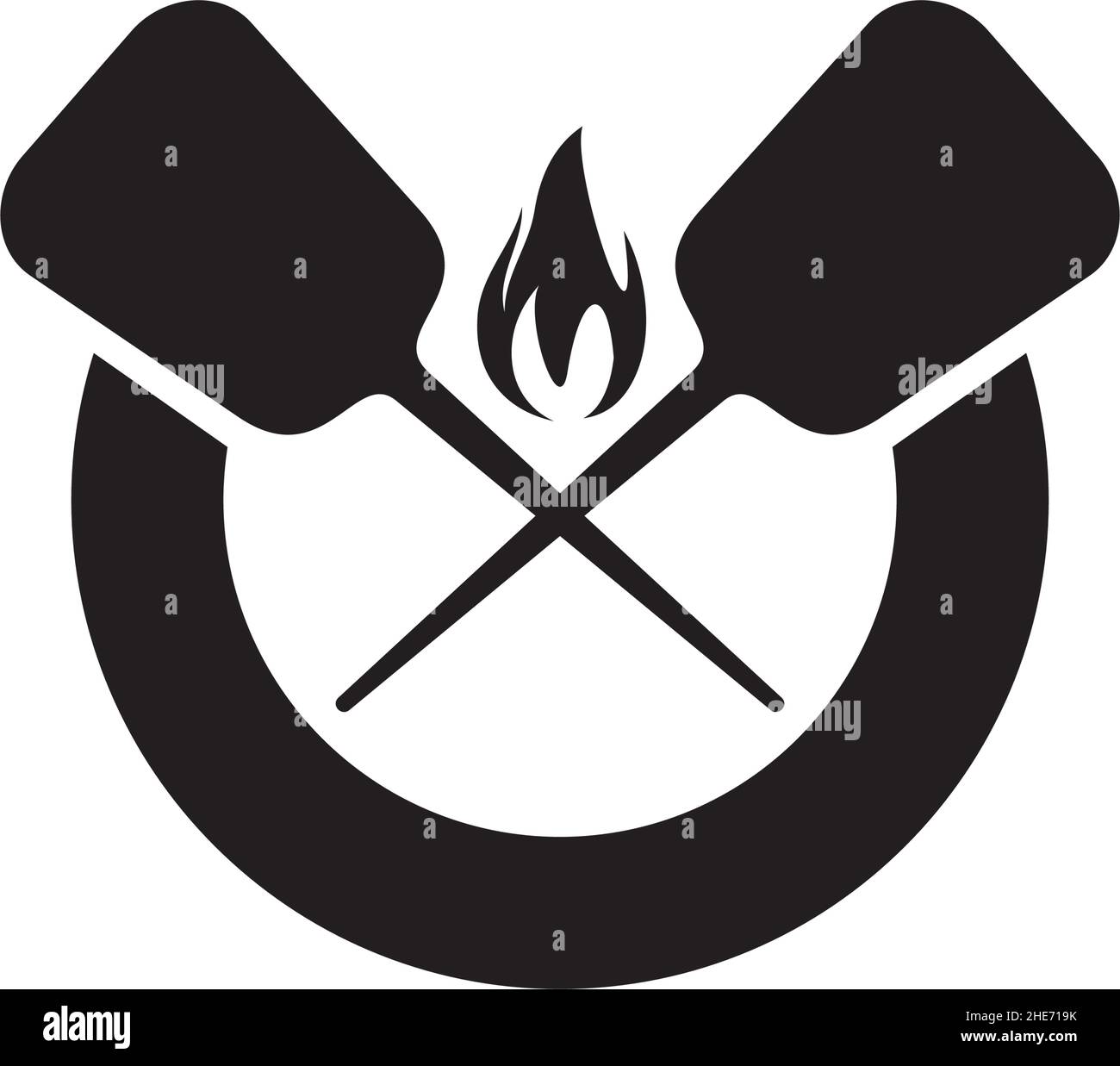 Black crossed pizza peel vector logo design Stock Vector Image & Art