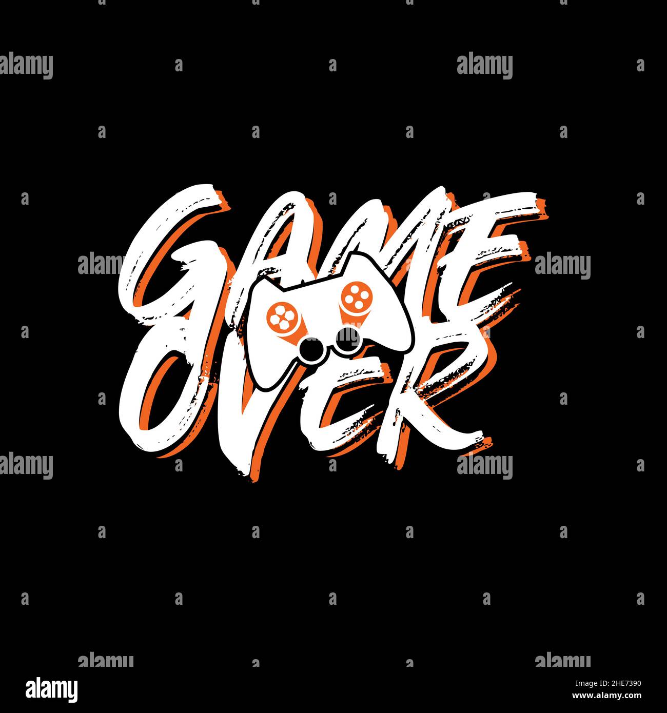 Game over text typography with grunge style vector design Stock Vector