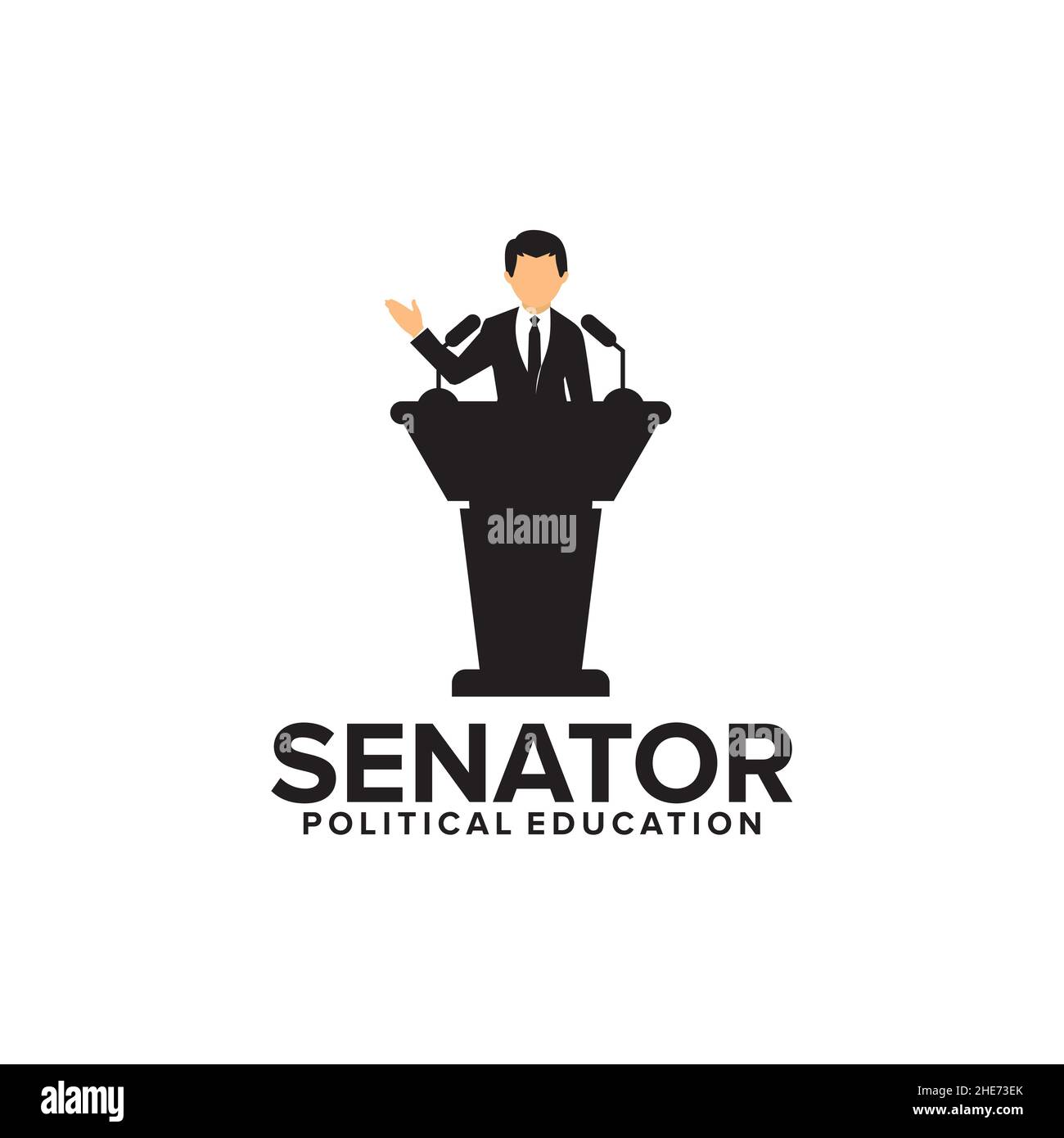 vector logo design of Senator, director of a company, president or leader speaking on the rostrum Stock Vector