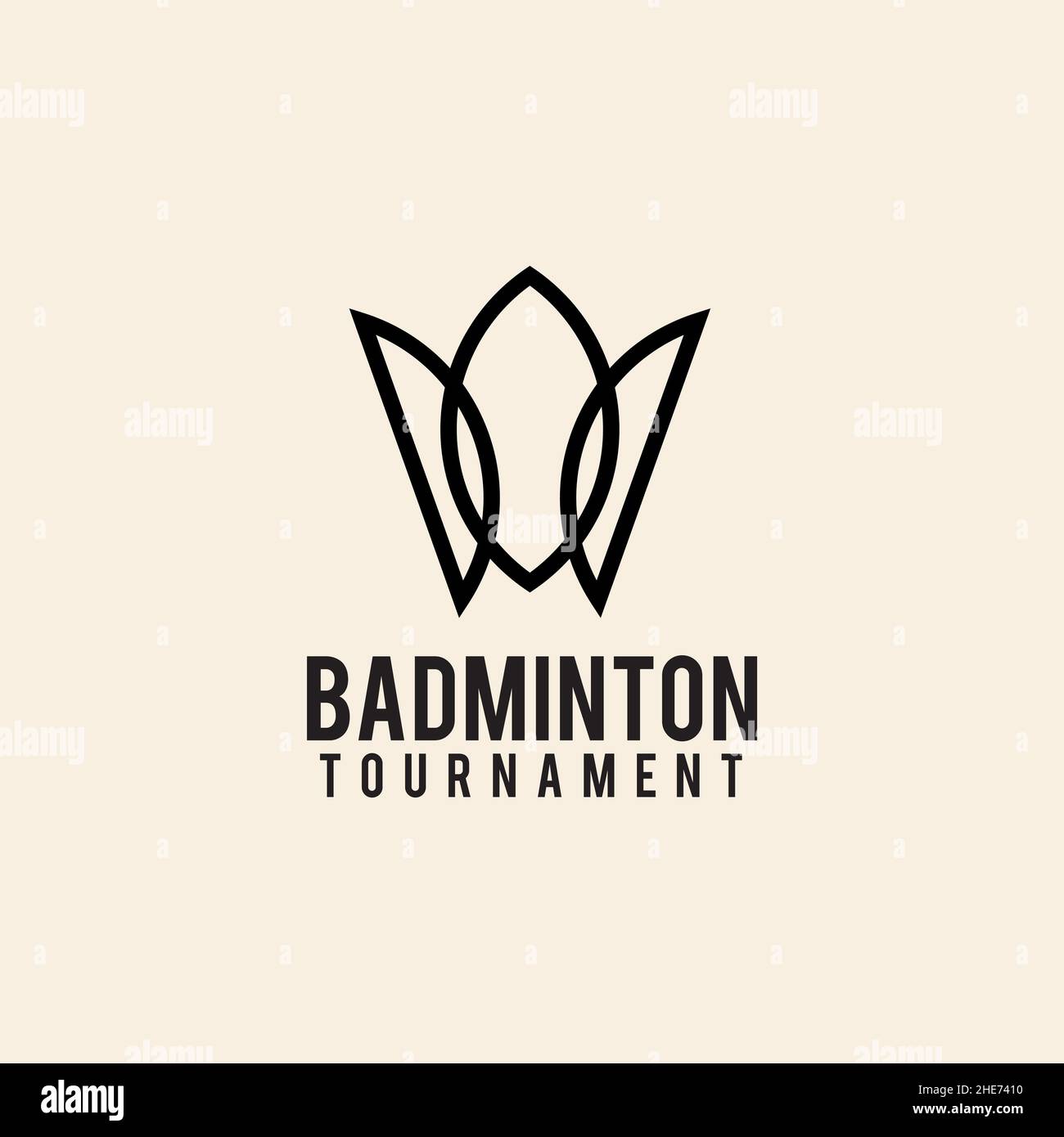 Badminton tournament vector logo design with shuttlecock icon Stock Vector