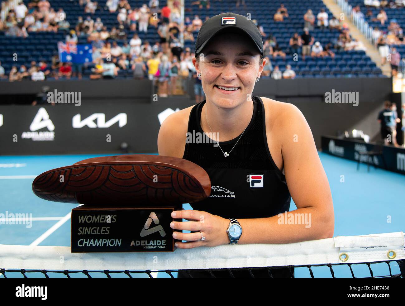 Ashleigh Barty of Australia with the champions trophy after the final of the 2022 Adelaide