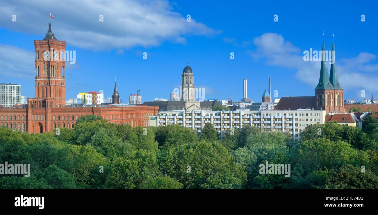 Elevated view of the Red Town Hall, Berlin Mitte district, Berlin, Germany Stock Photo